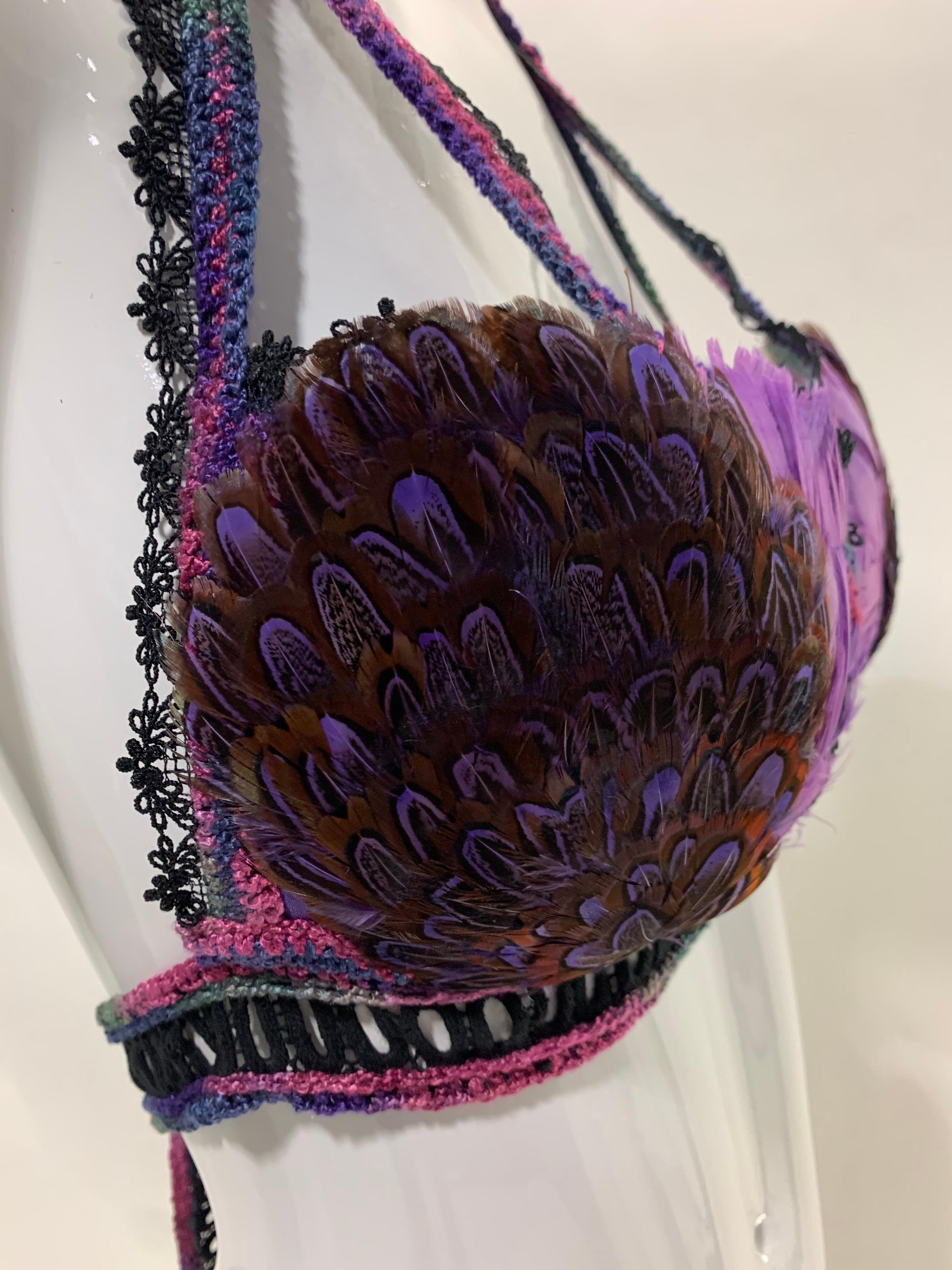 Torso Creations Feathered Lace Bralette in Purple and Black Lace and Crochet For Sale 1