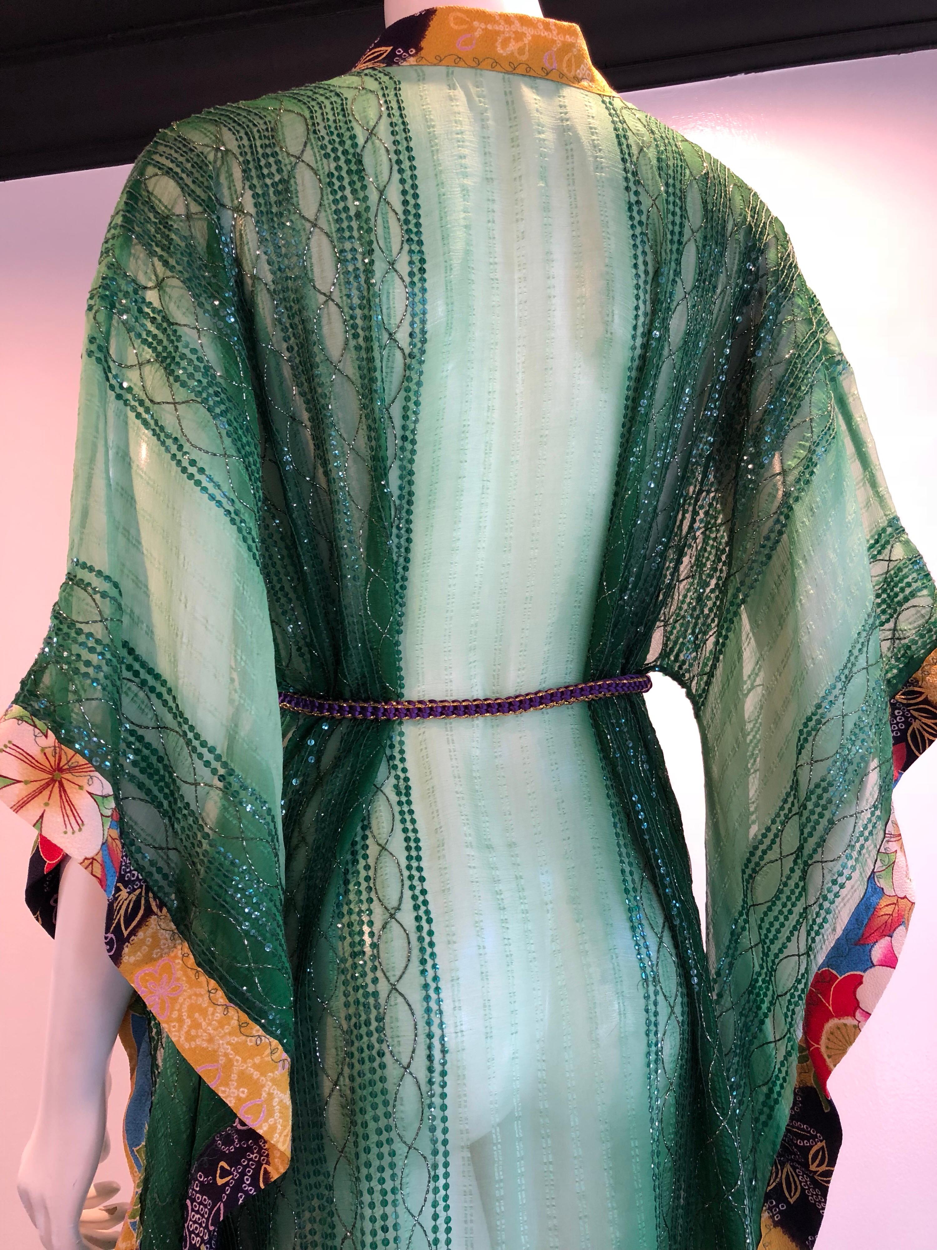 green silk kimono