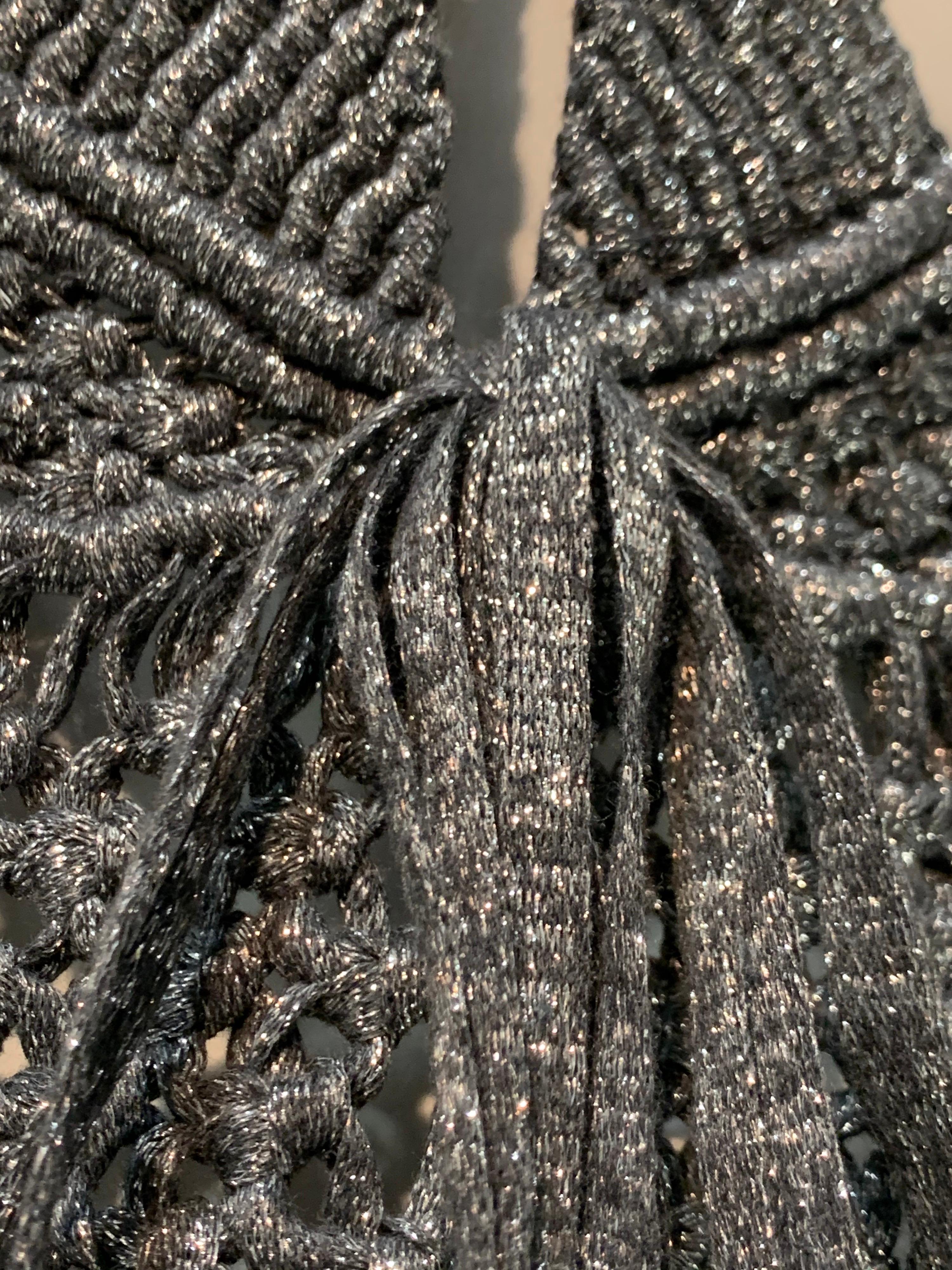Torso Creations Gunmetal Macrame Lame Goddess Gown w/ MidEast Collar Detail 3
