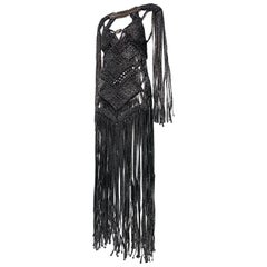 Torso Creations Gunmetal Macrame Lame Goddess Gown w/ MidEast Collar Detail