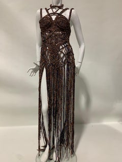 Torso Creations “Ibiza” Macrame Gown W/ Sculpted Bodice & Fringe