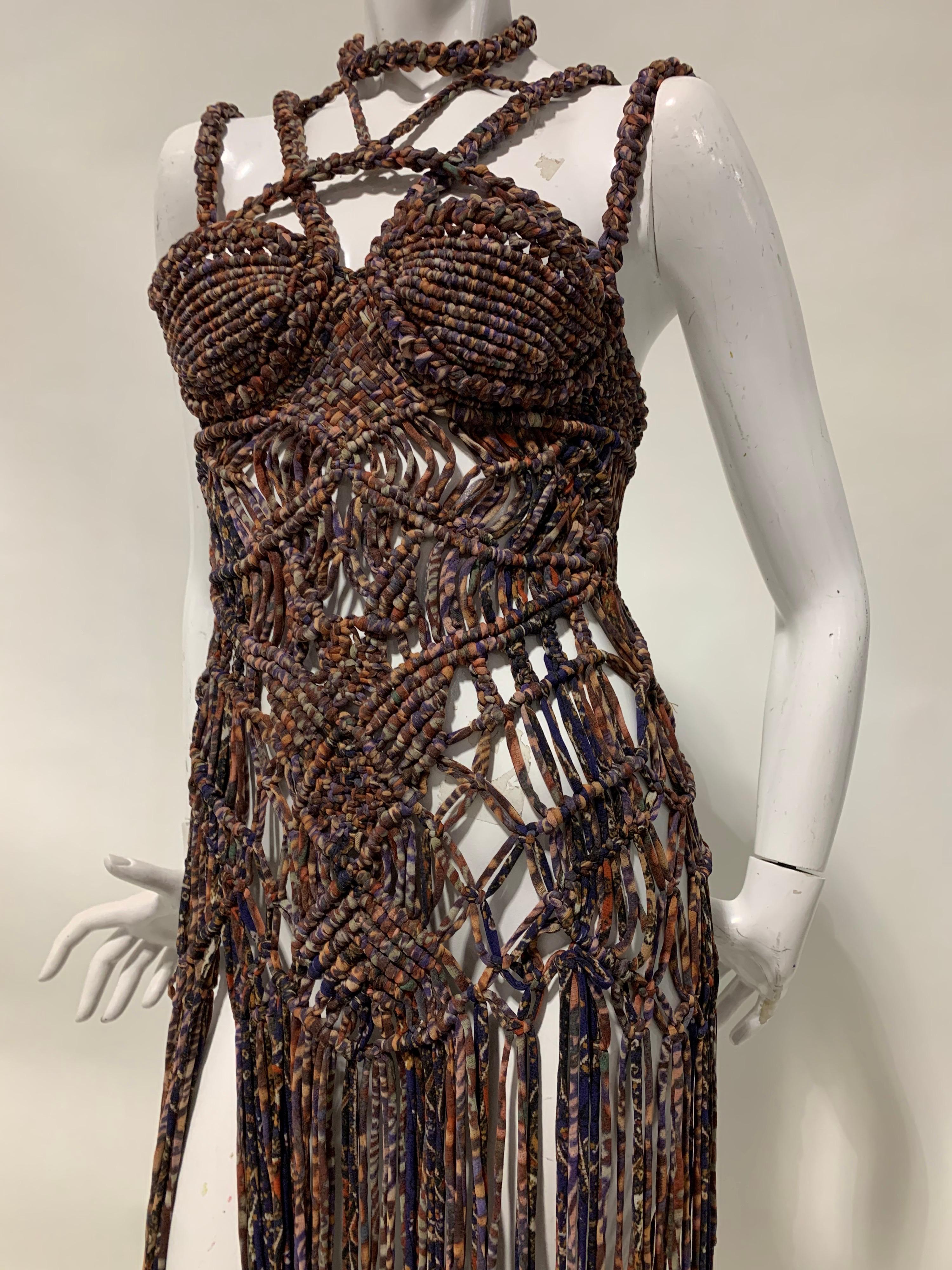 Torso Creations Ibiza Macrame-Kleid mit geformtem Mieder und Fransen  (Schwarz) im Angebot