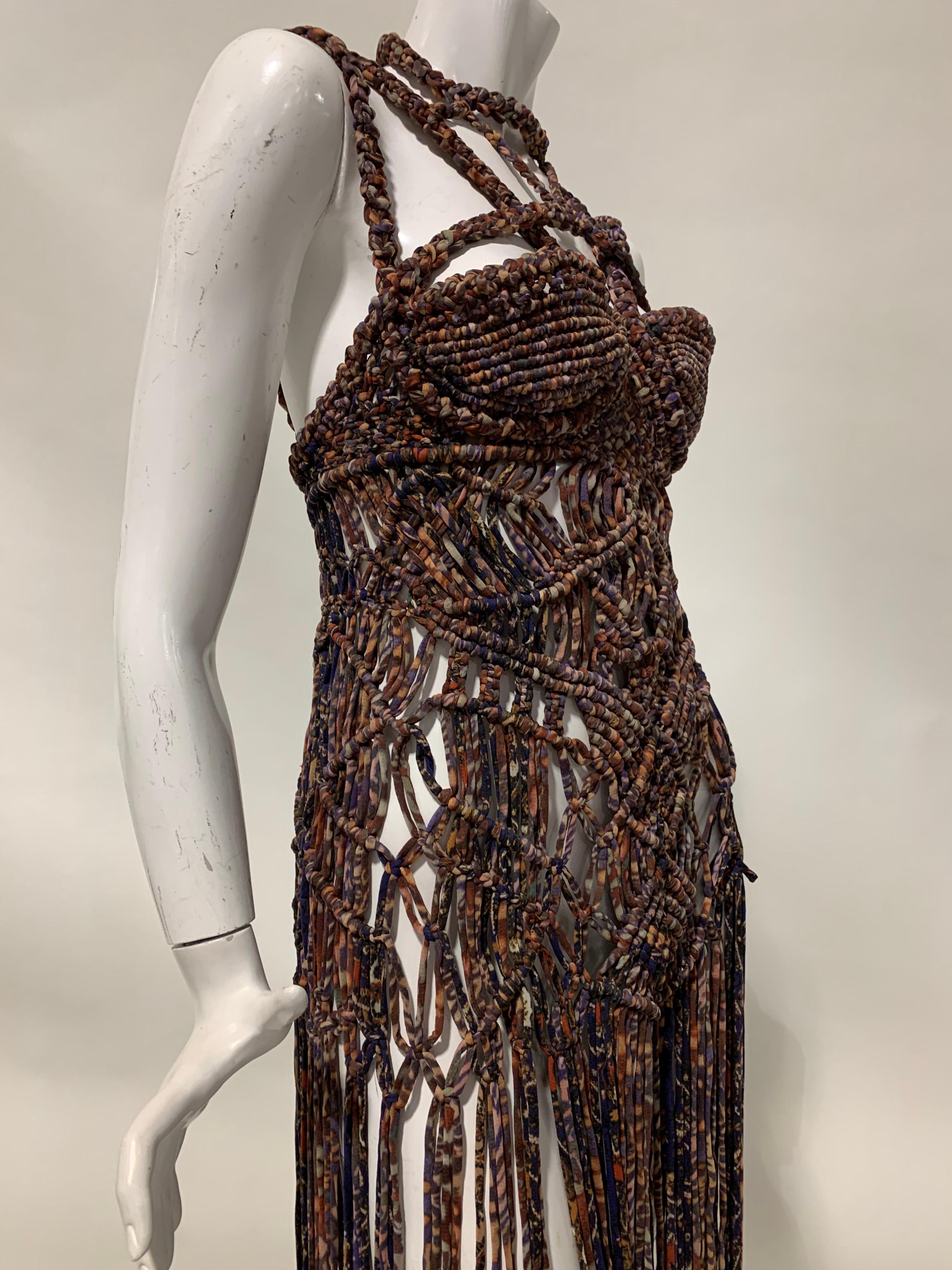 Torso Creations “Ibiza” Macrame Gown W/ Sculpted Bodice & Fringe  In New Condition For Sale In Gresham, OR