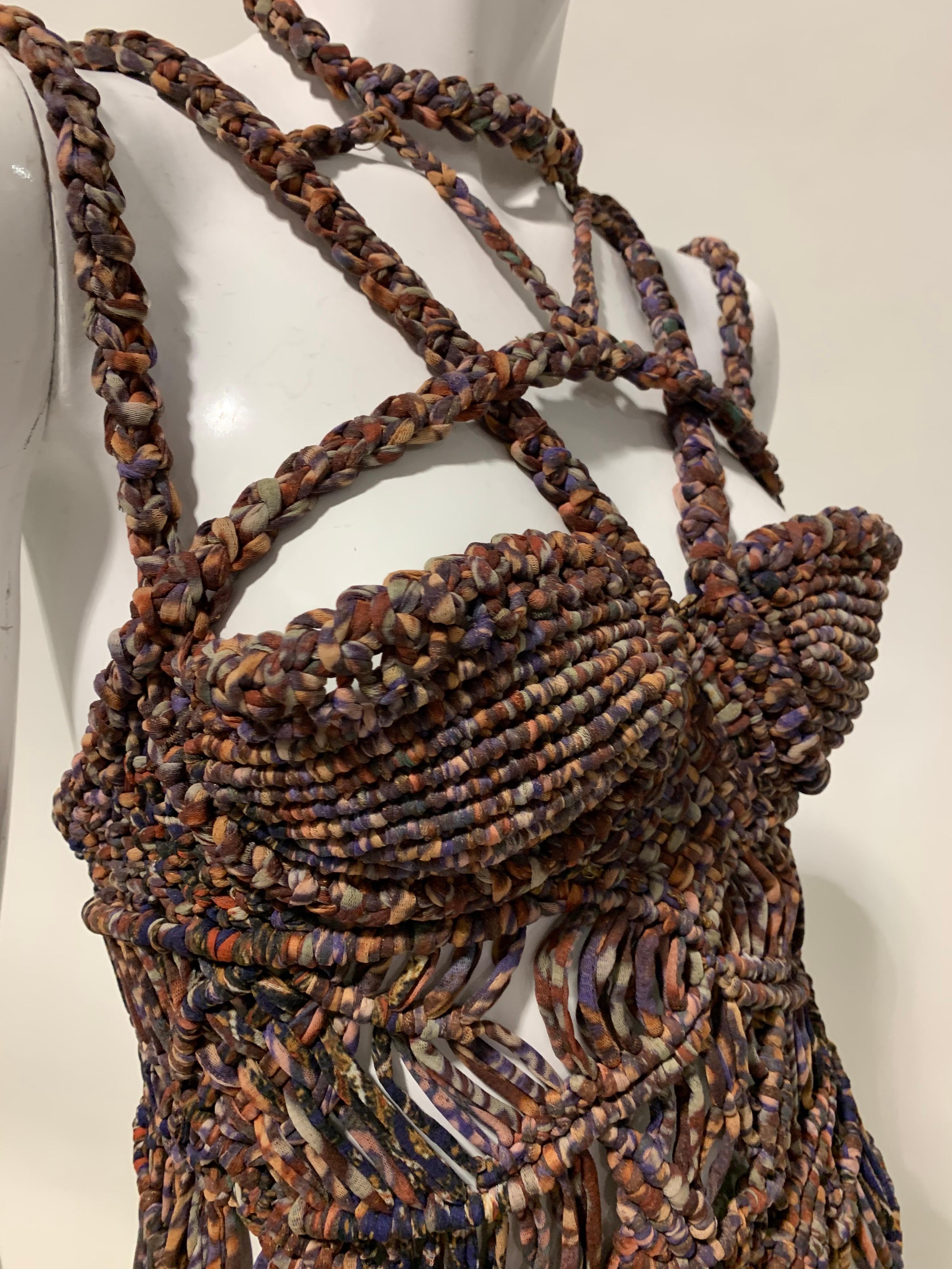 Women's Torso Creations “Ibiza” Macrame Gown W/ Sculpted Bodice & Fringe For Sale