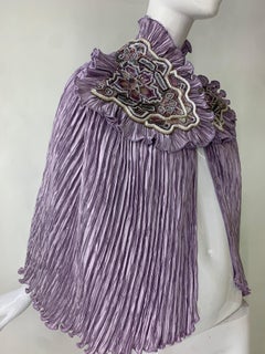 Torso Creations Lavender Pleated Silk Caplet w Heavily Beaded & Embroidered Trim