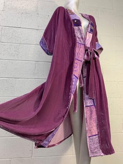 Torso Creations Lavender Velvet Robe w Patchwork Embroidered Trim & Side Tie