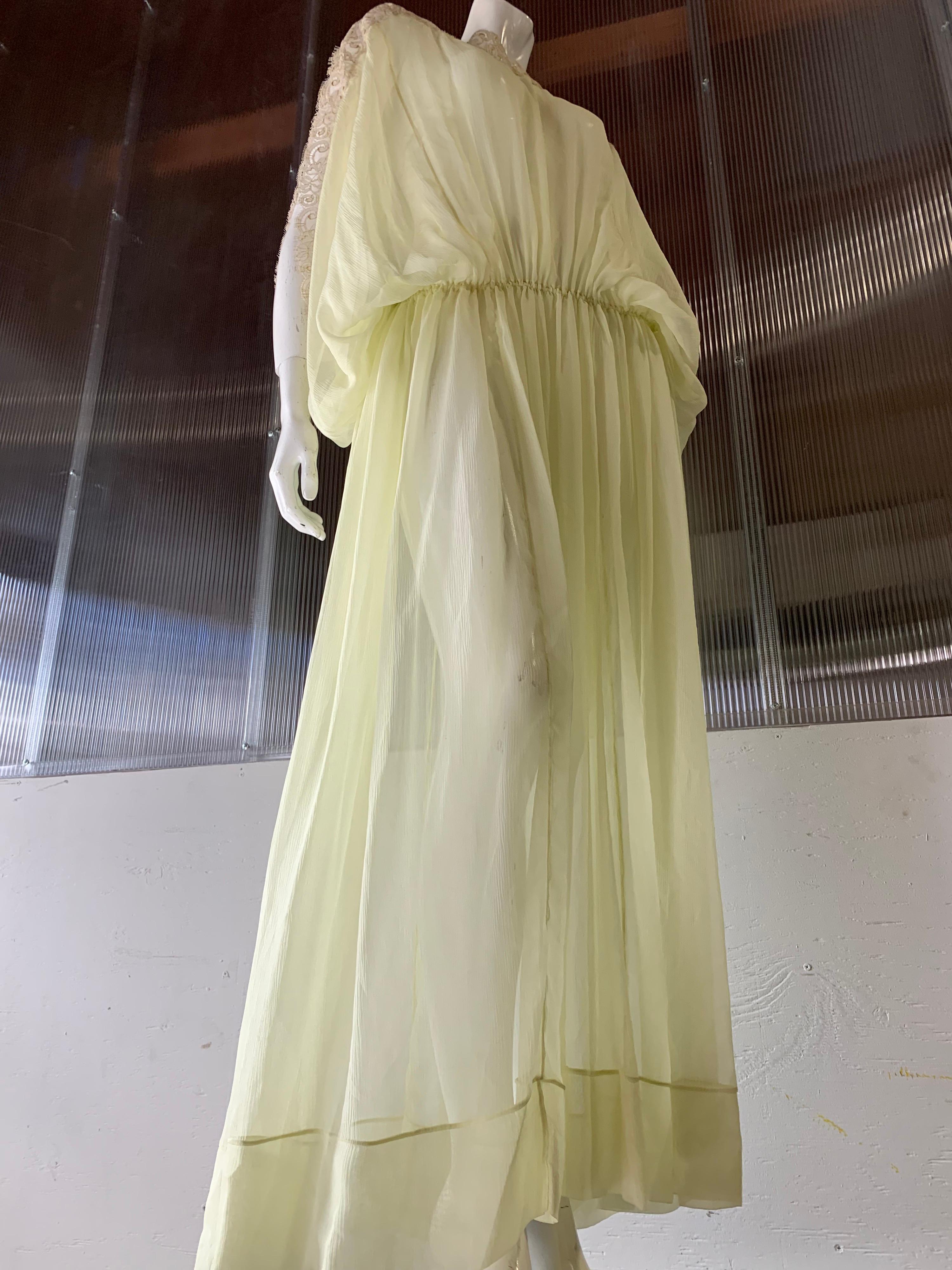 Torso Creations Lemon Silk Chiffon Goddess Gown W/ Soft Gold Metallic Lace Trim 9