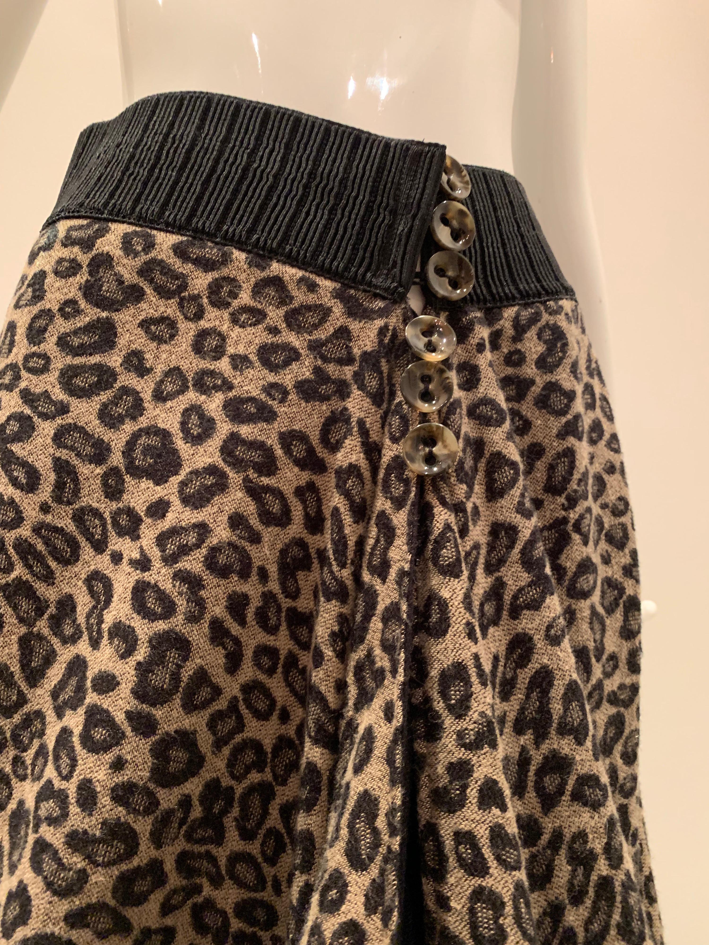 Torso Creations Leopard Knit Hi-Low Skirt W/ Faux Fur Trim In Excellent Condition In Gresham, OR