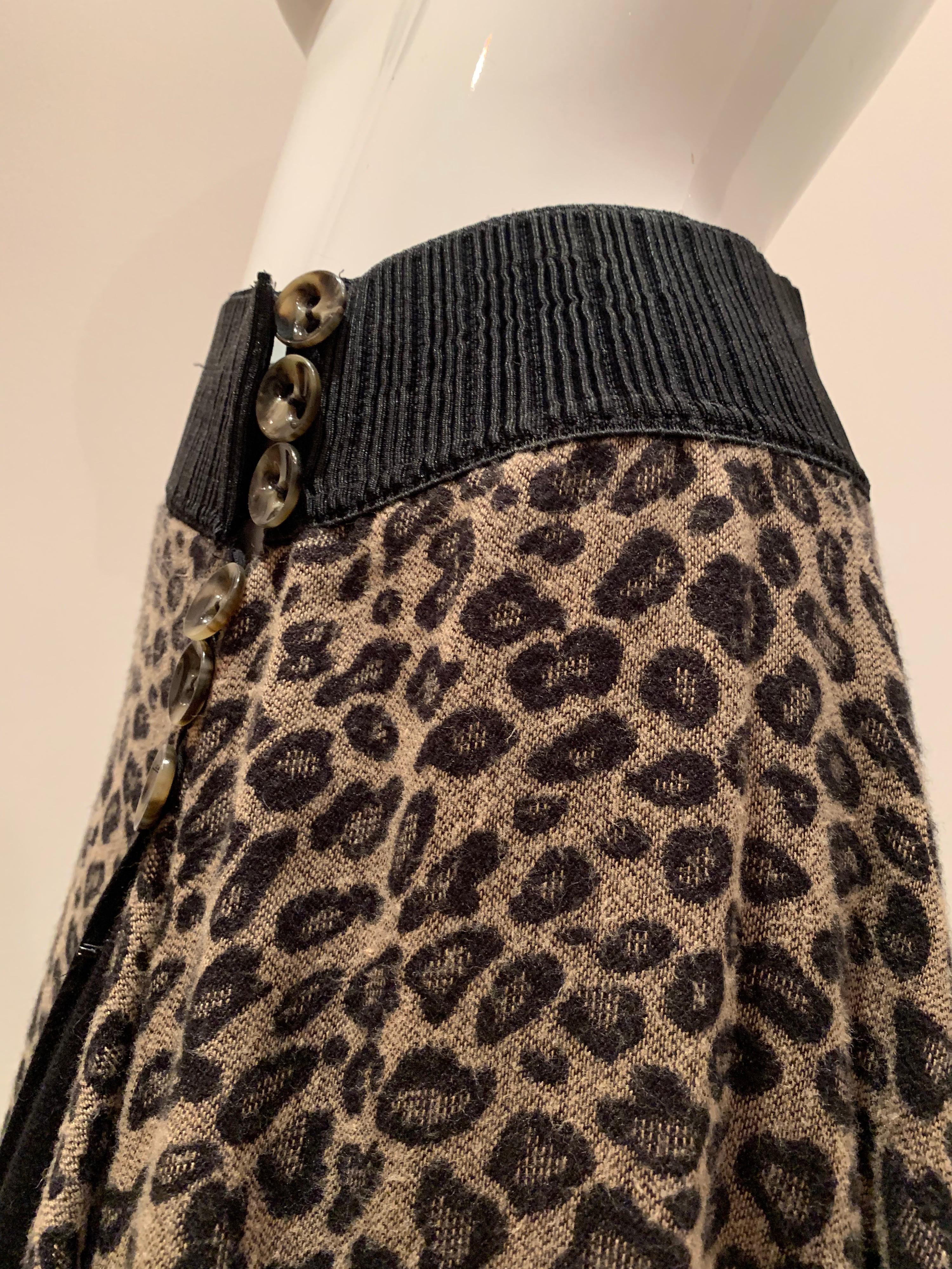 Torso Creations Leopard Knit Hi-Low Skirt W/ Faux Fur Trim 2