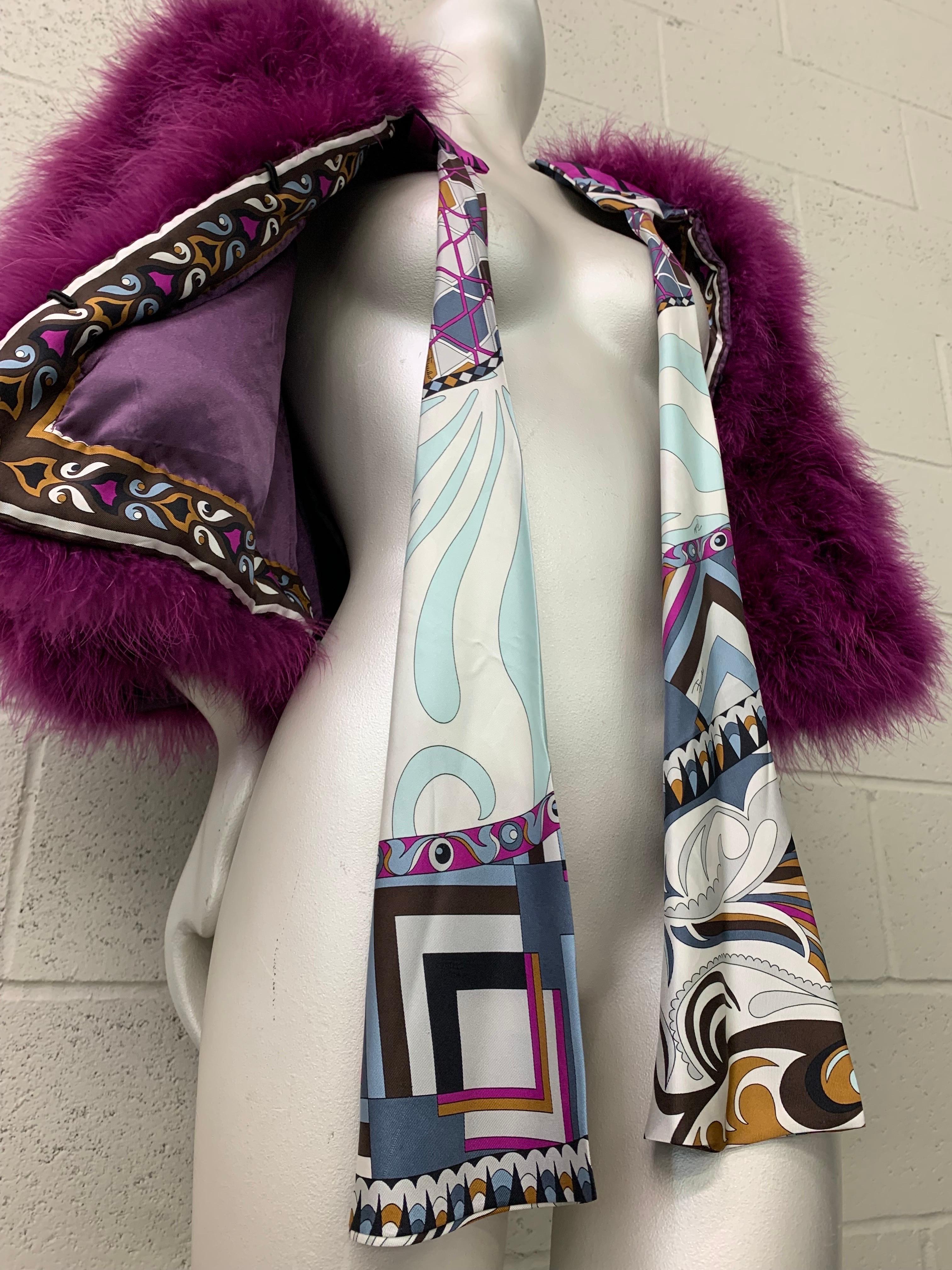 Torso Creations Magenta Marabou Chubby Jacket w Pucci Scarf Tie at Neckline 1