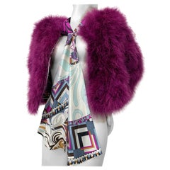 Torso Creations Magenta Marabou Chubby Jacket w Pucci Scarf Tie at Neckline