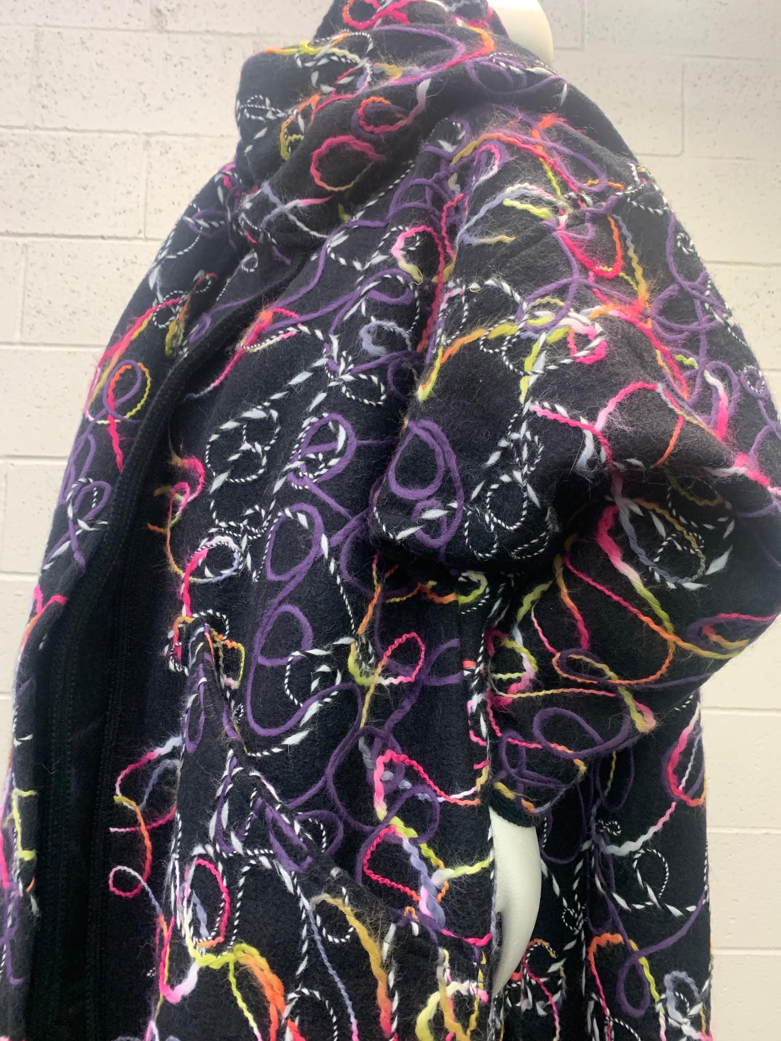 Torso Creations Mixed Media Felted Black Wool Oversized Coat W/ Large Foulard In New Condition For Sale In Gresham, OR
