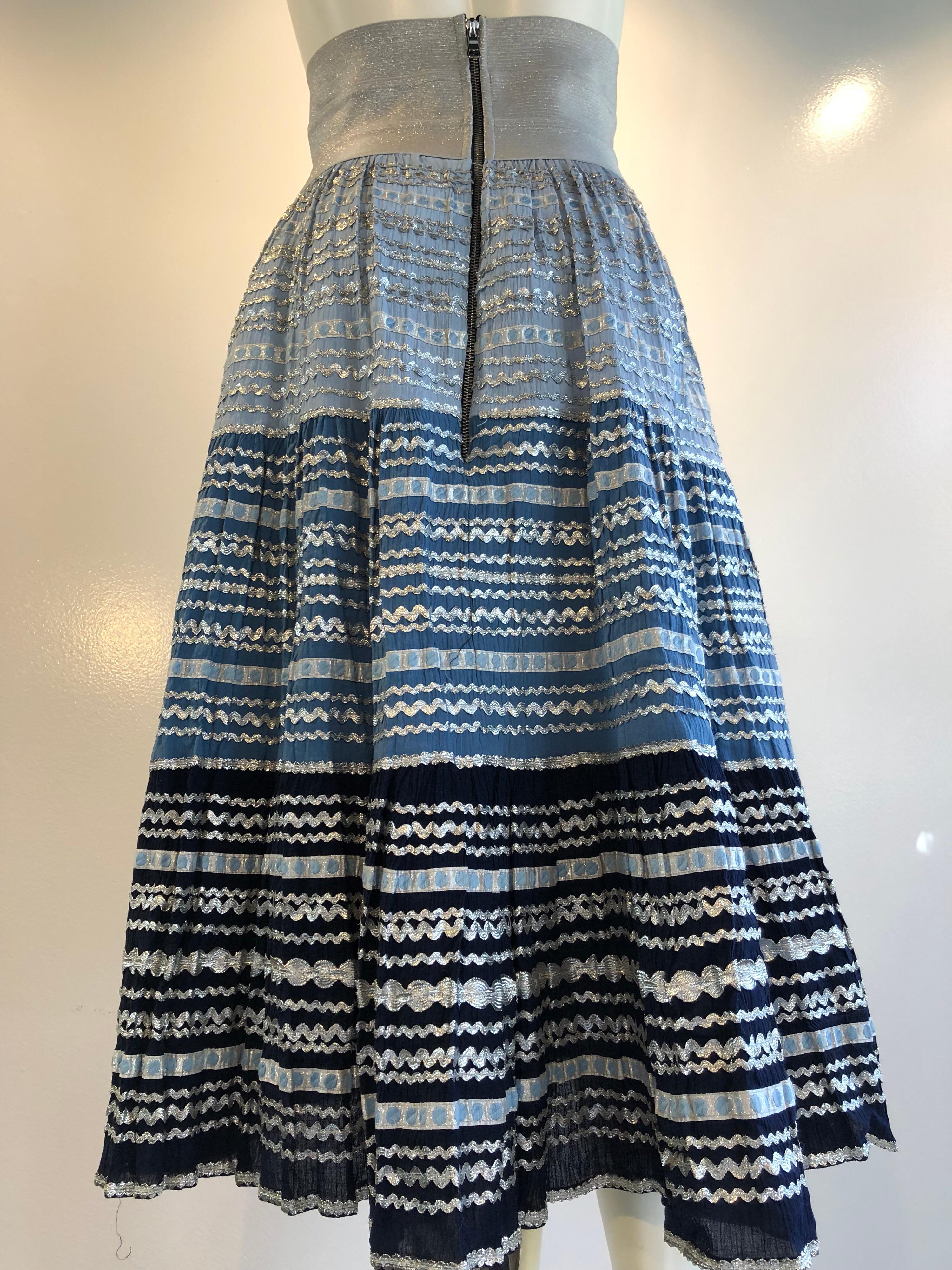 Torso Creations Modified 1950s High Elastic Waist Metallic Braid Circle Skirt In Excellent Condition In Gresham, OR