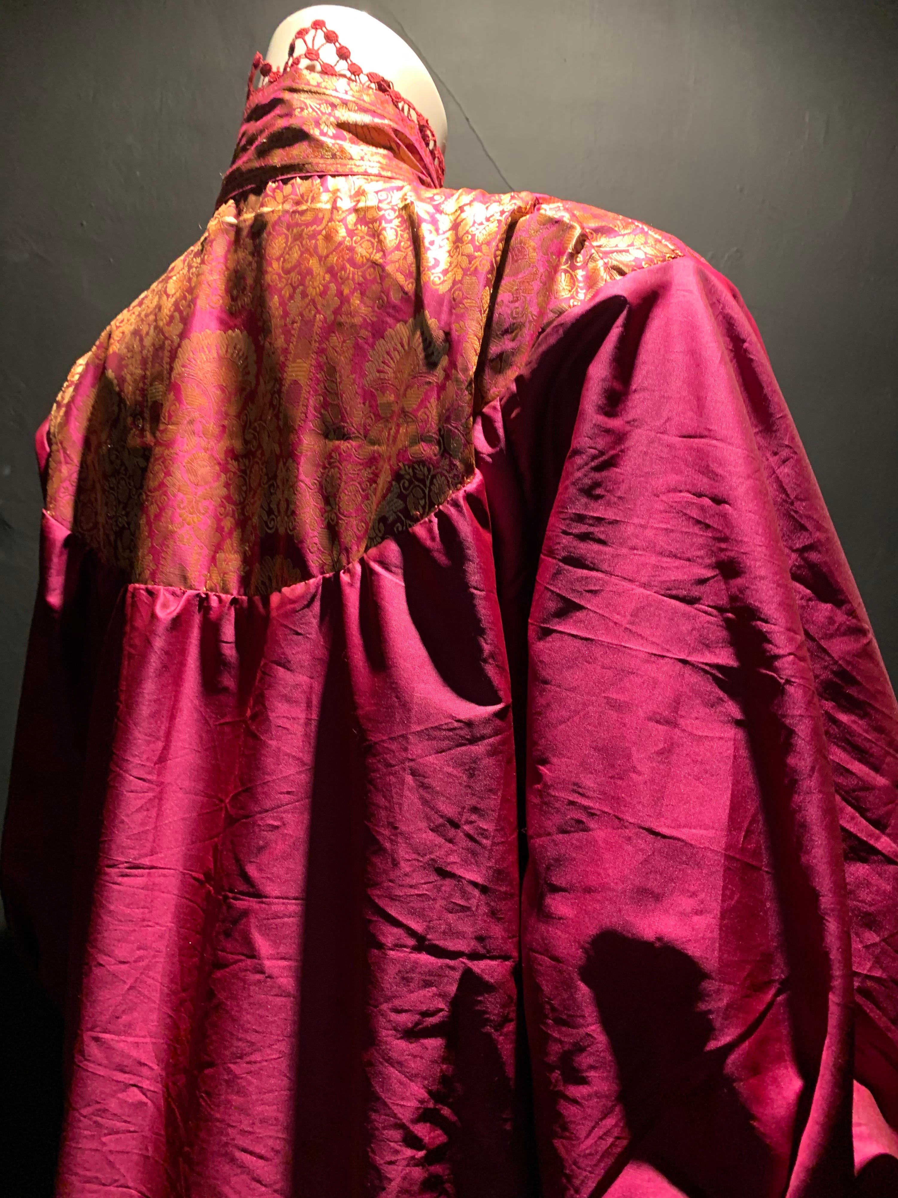Torso Creations Peasant-Style Tunic Dress Styled From Burgundy & Gold Silk Sari For Sale 1