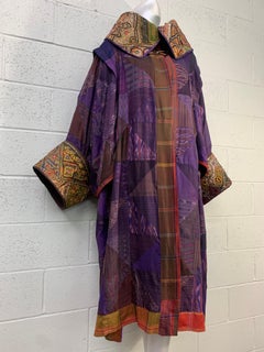 Torso Creations Purple Silk Art Deco-Style Opera Coat w Gold Collar & Cuffs