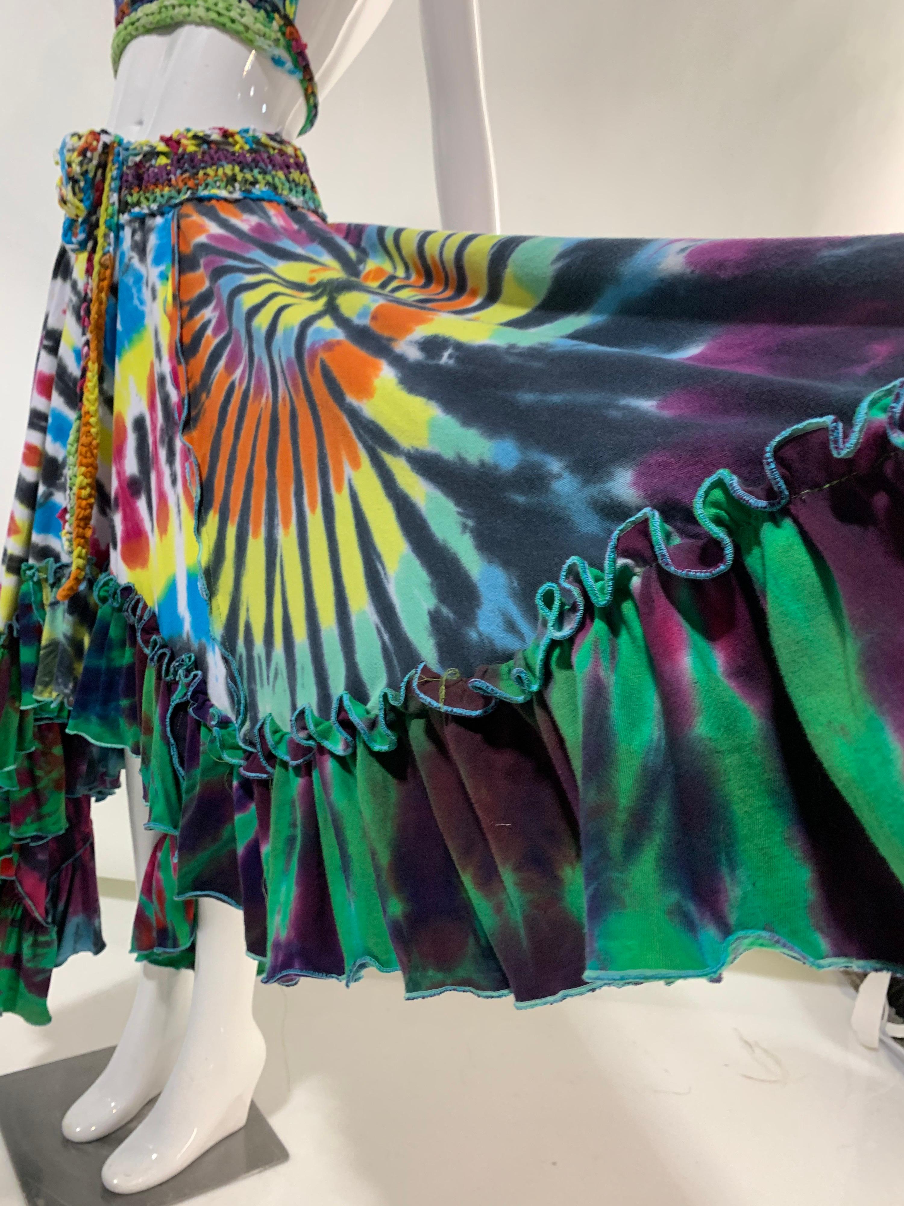 Torso Creations Rainbow Tie-Dye Skirt & Halter Set w/ Hand-Knit Waist Details 6