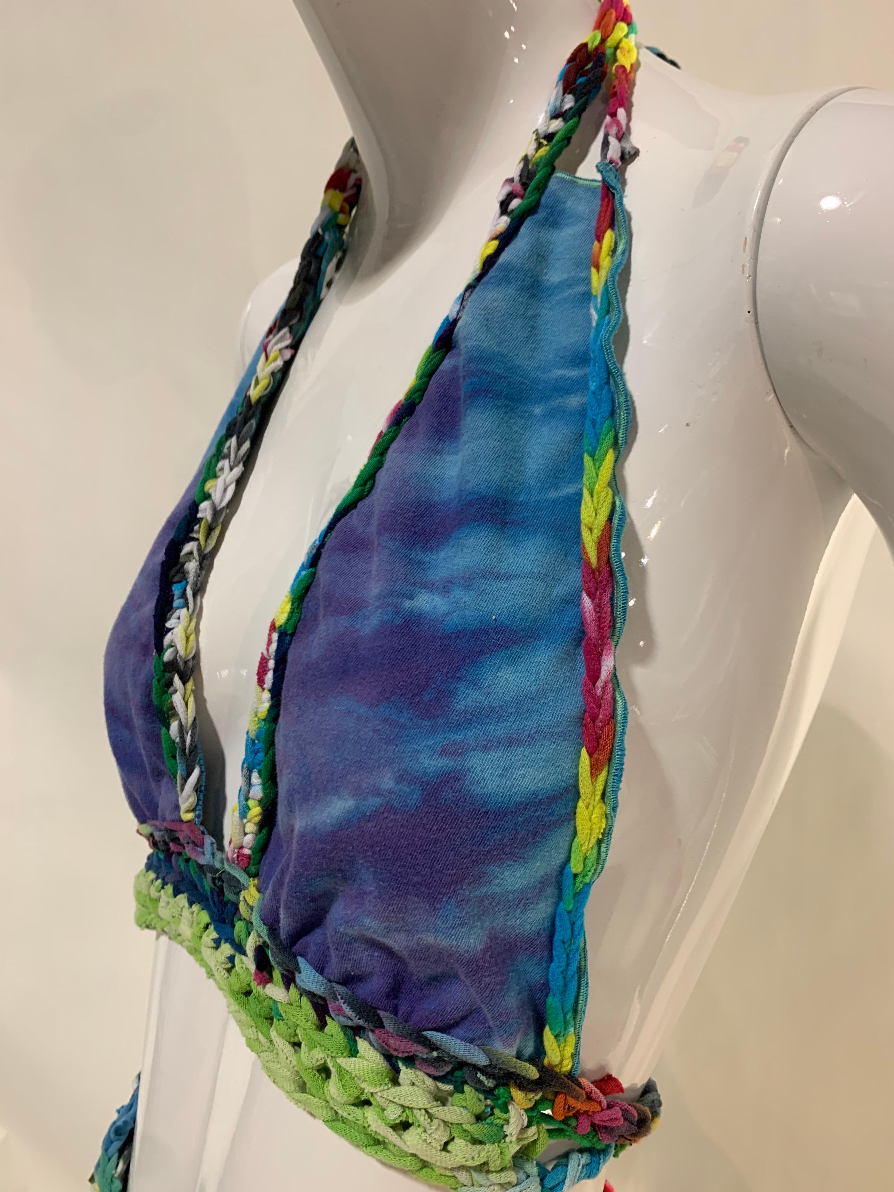 Torso Creations Rainbow Tie-Dye Skirt & Halter Set w/ Hand-Knit Waist Details 8