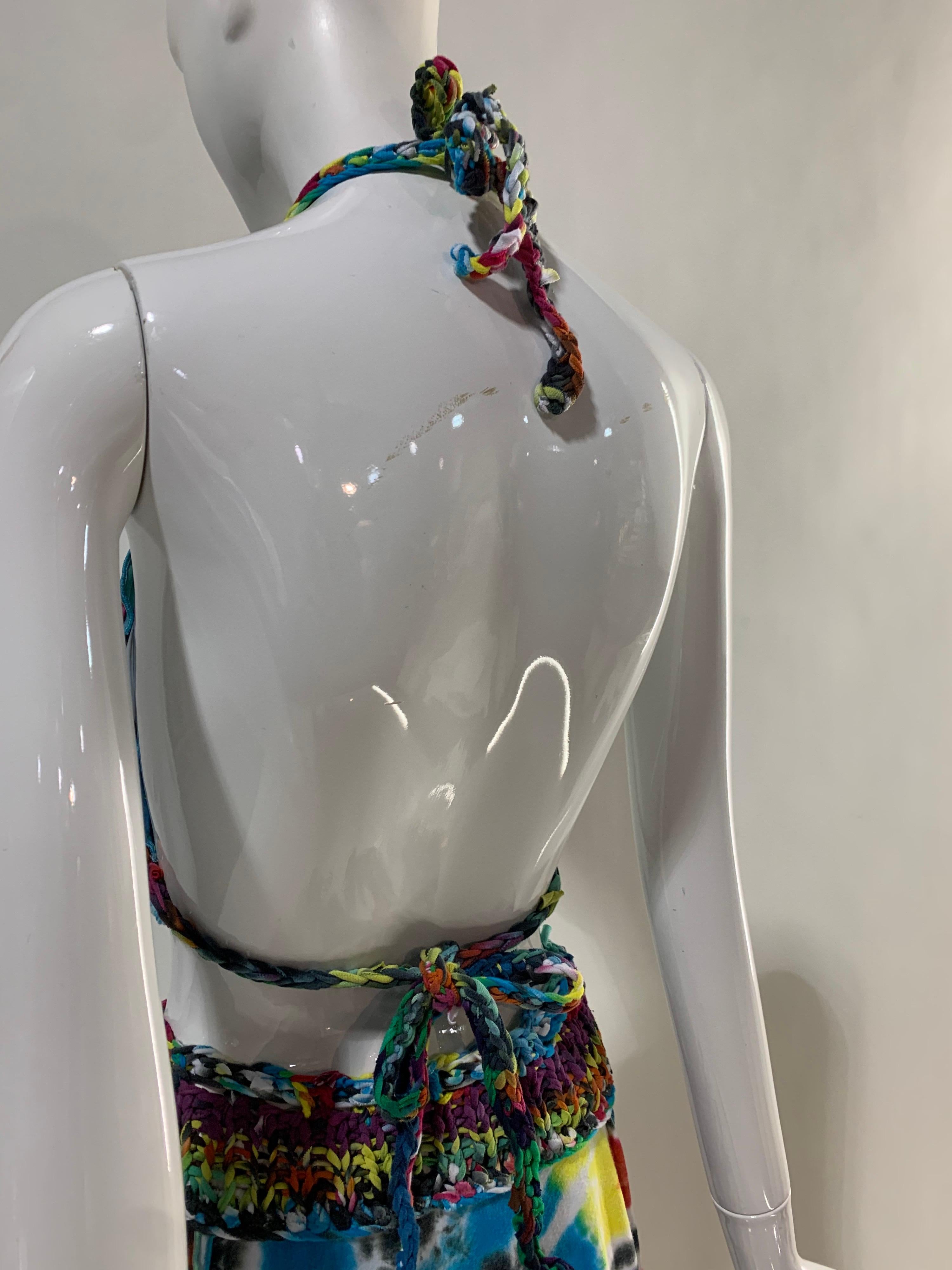 Torso Creations Rainbow Tie-Dye Skirt & Halter Set w/ Hand-Knit Waist Details 9
