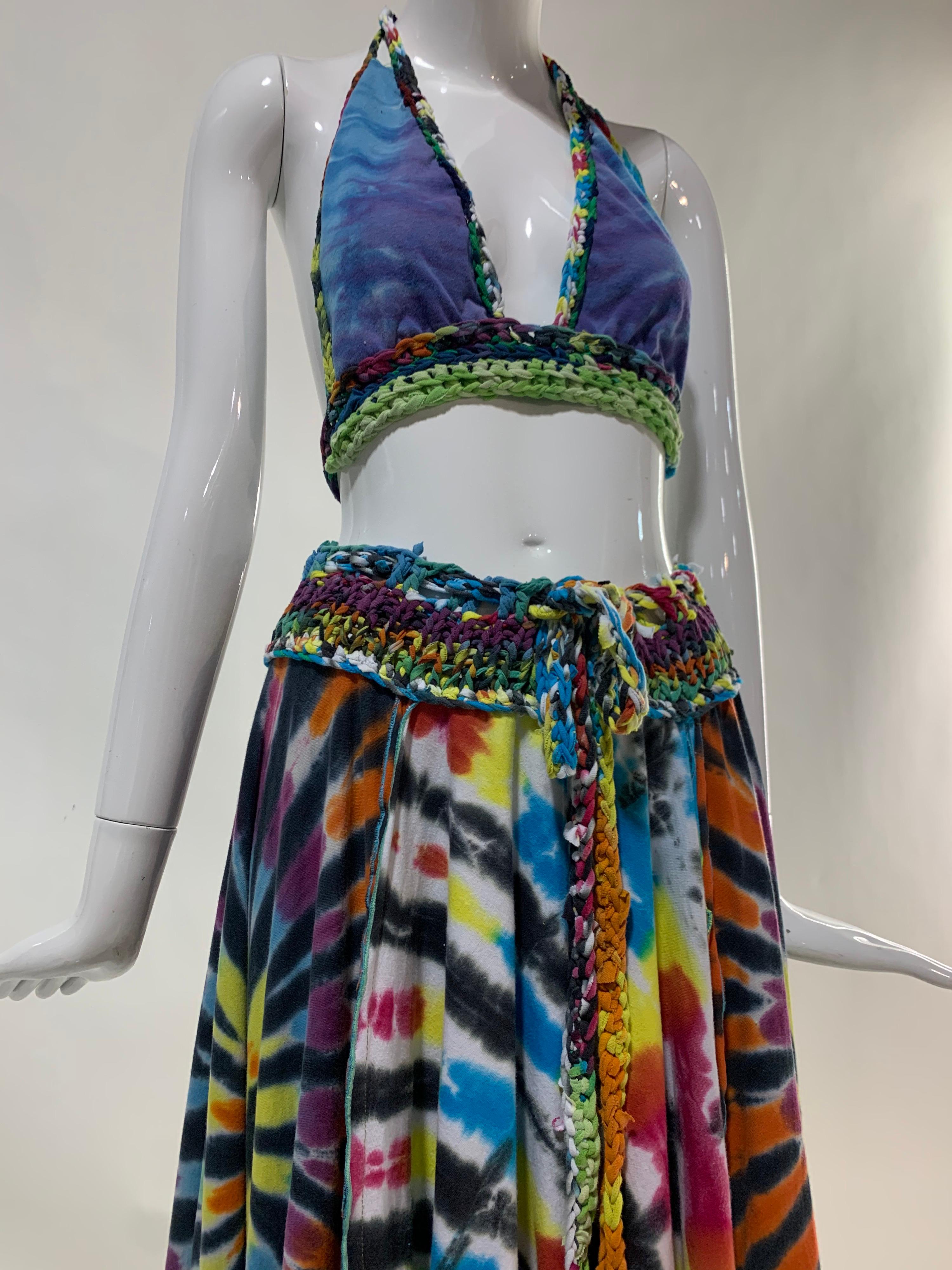 Torso Creations Rainbow Tie-Dye Skirt & Halter Set w/ Hand-Knit Waist Details 12
