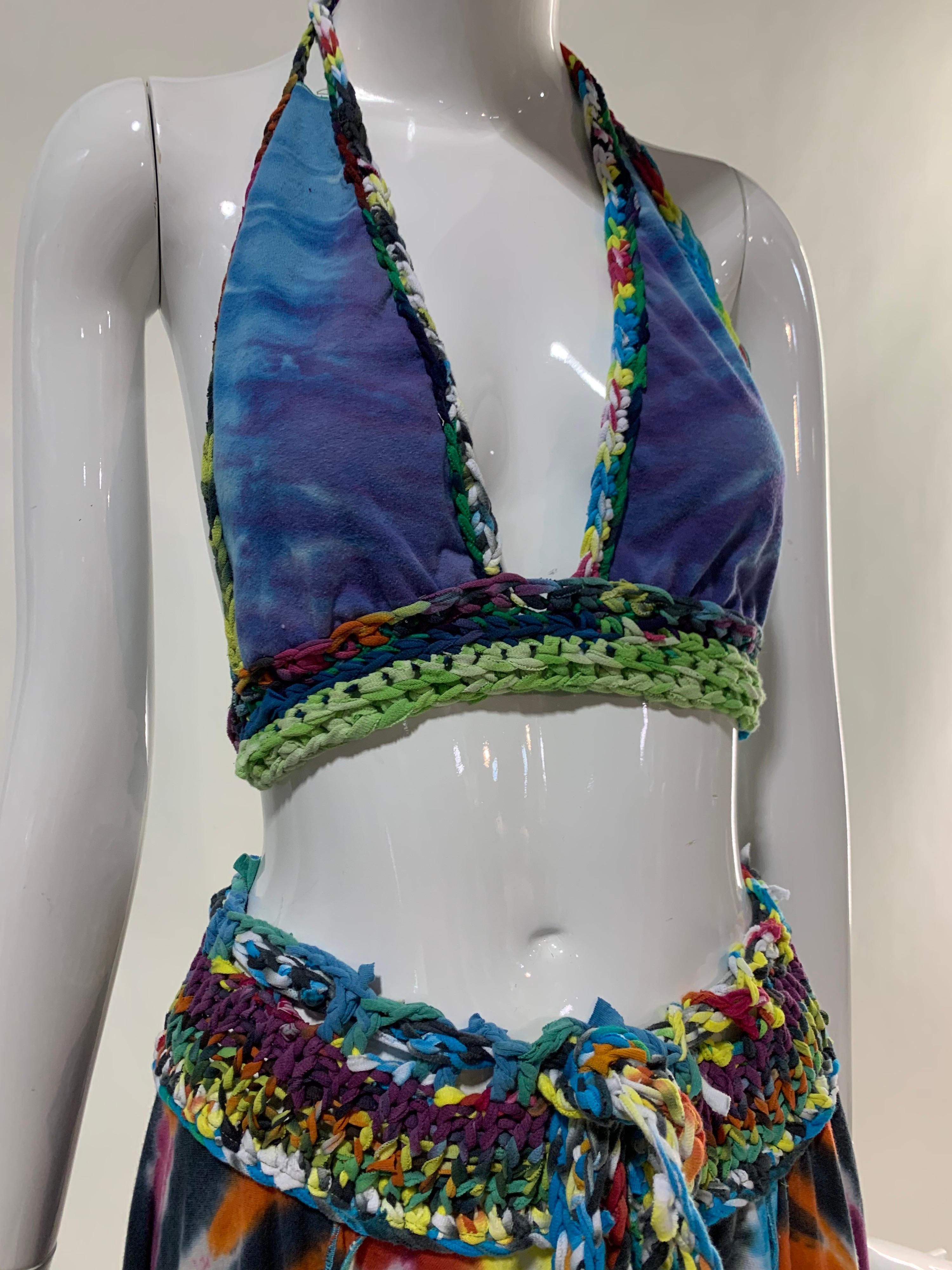 Torso Creations Rainbow Tie-Dye Skirt & Halter Set w/ Hand-Knit Waist Details 13