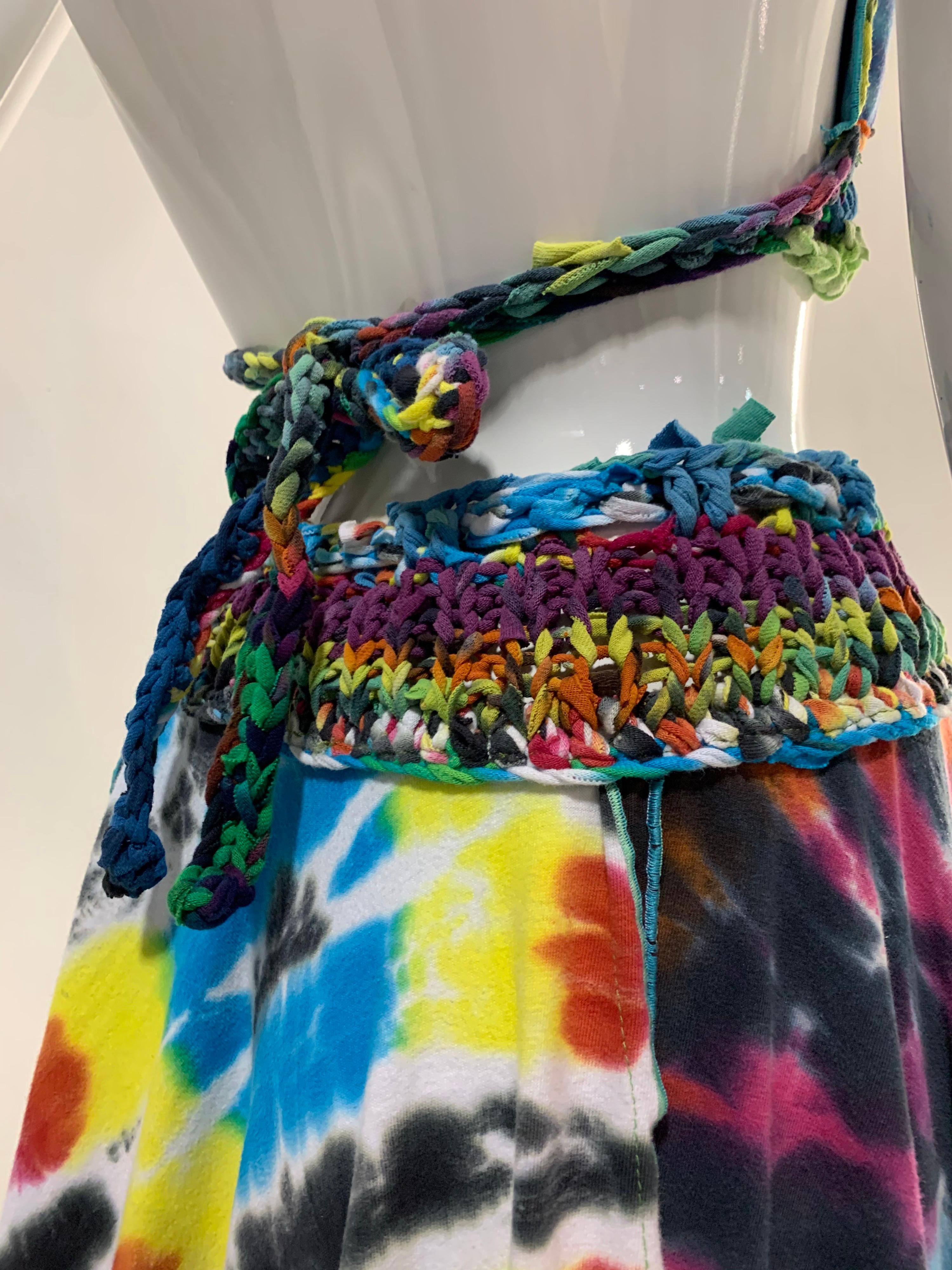 Torso Creations Rainbow Tie-Dye Skirt & Halter Set w/ Hand-Knit Waist Details 2