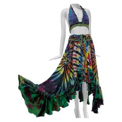 Torso Creations - Gonna e Halter Rainbow Tie-Dye con dettagli in vita lavorati a mano