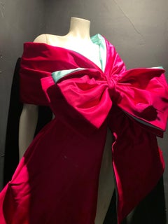 Torso Creations Stola da sera con fiocco in raso di seta rosa shocking e blu bambino