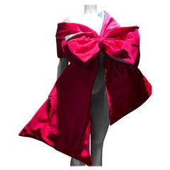 Torso Creations Stola da sera con fiocco in raso di seta rosa shocking e blu bambino