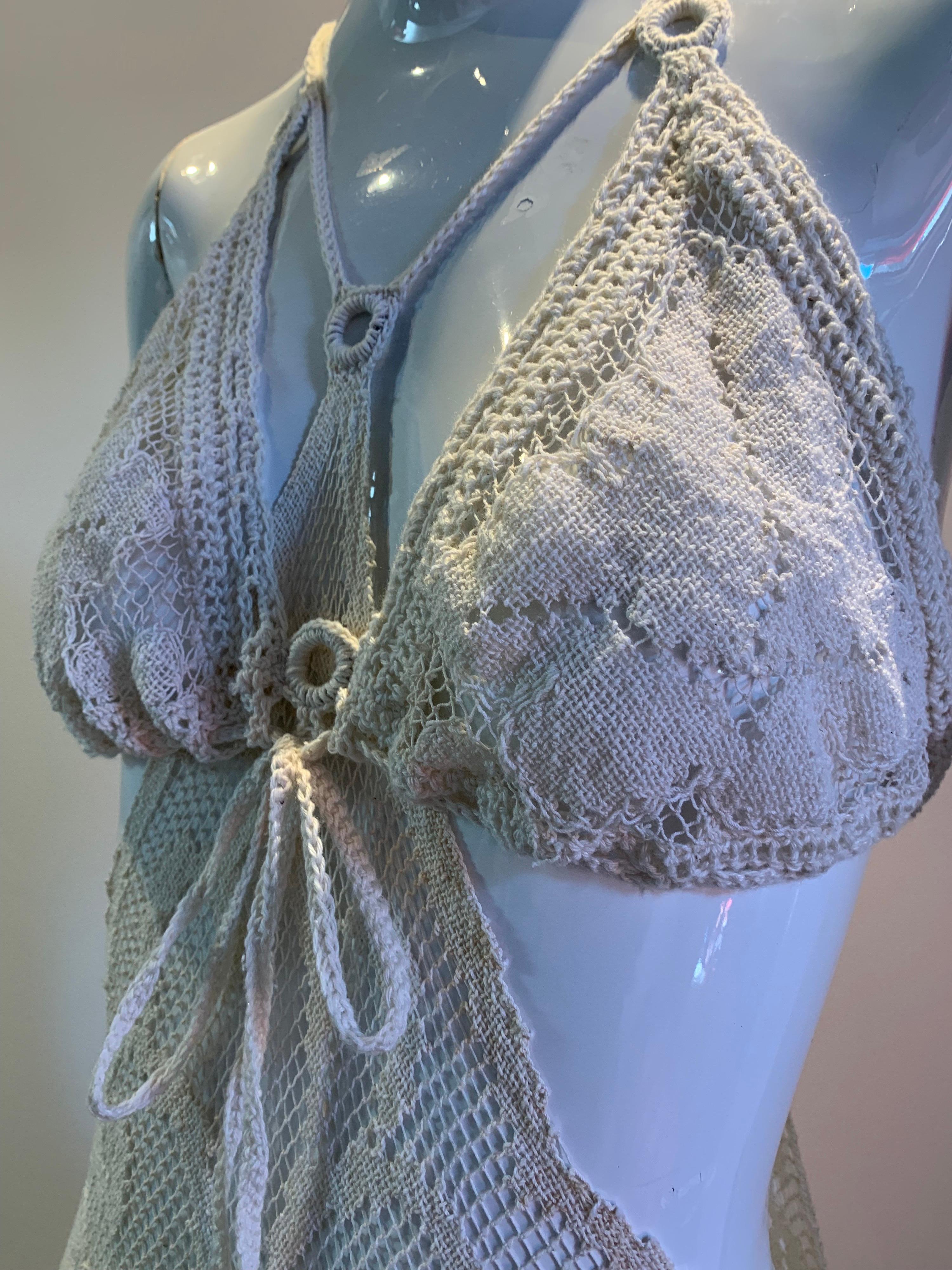 Gray Torso Creations Summer Cotton Lace Dress W/ Daring Side Plunge & Bikini-Top