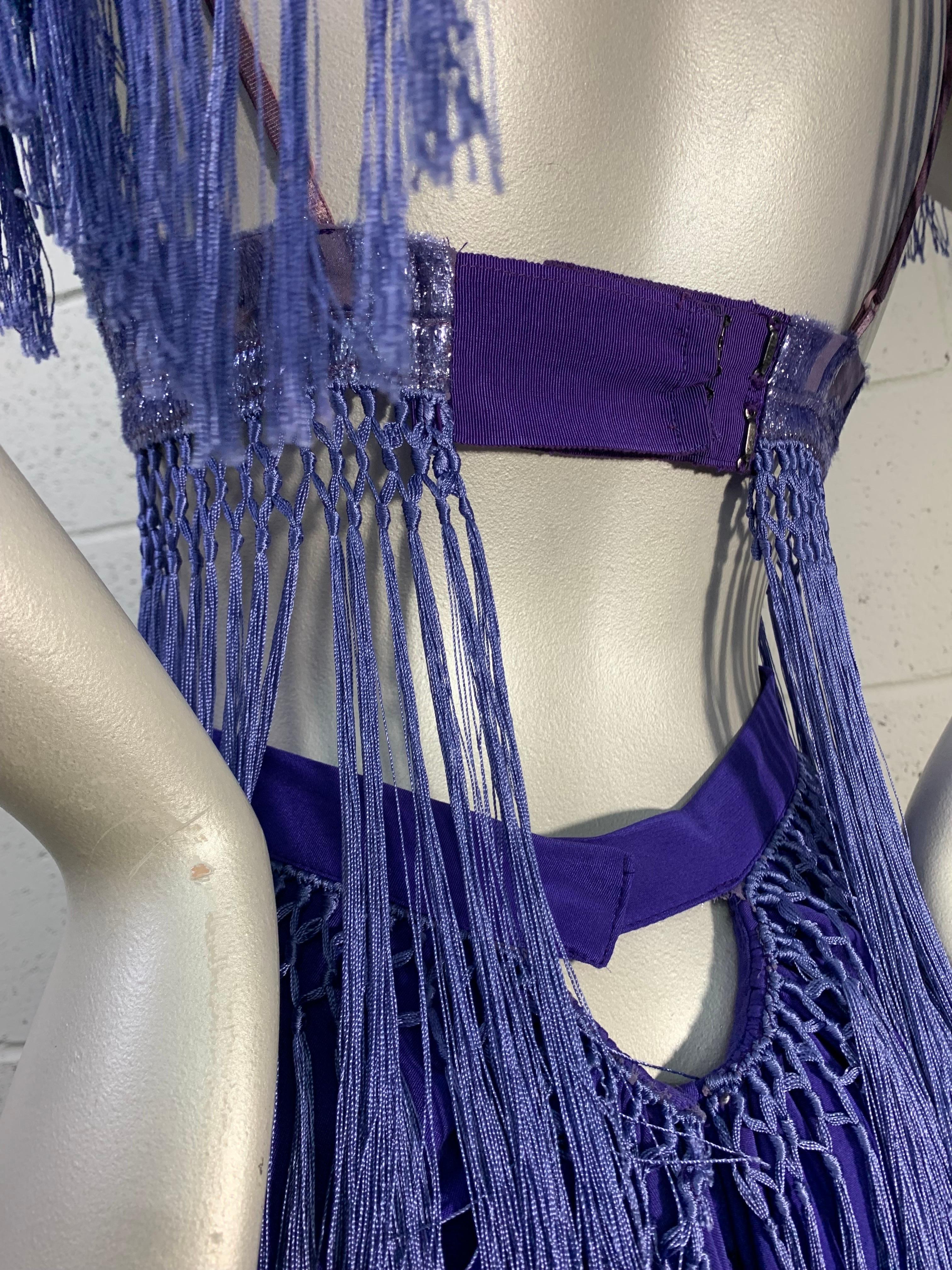 Torso Creations Ultra-Violet 2-Piece Velvet Devore Fringed Skirt & Top Ensemble  For Sale 12
