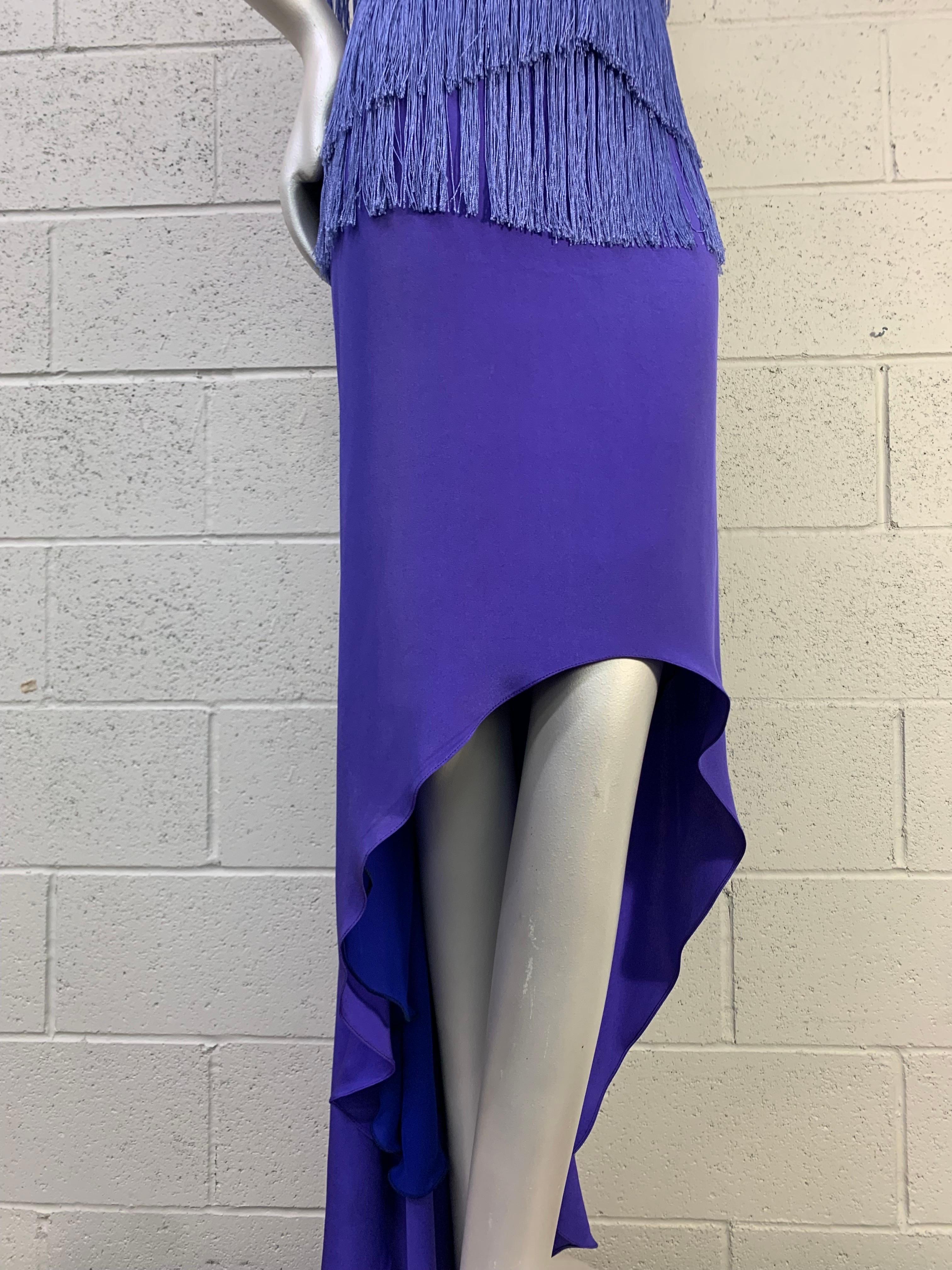 Ensemble 2 pièces jupe et haut à franges en velours dévoré Ultra-Violet de Torso Creations  Excellent état - En vente à Gresham, OR