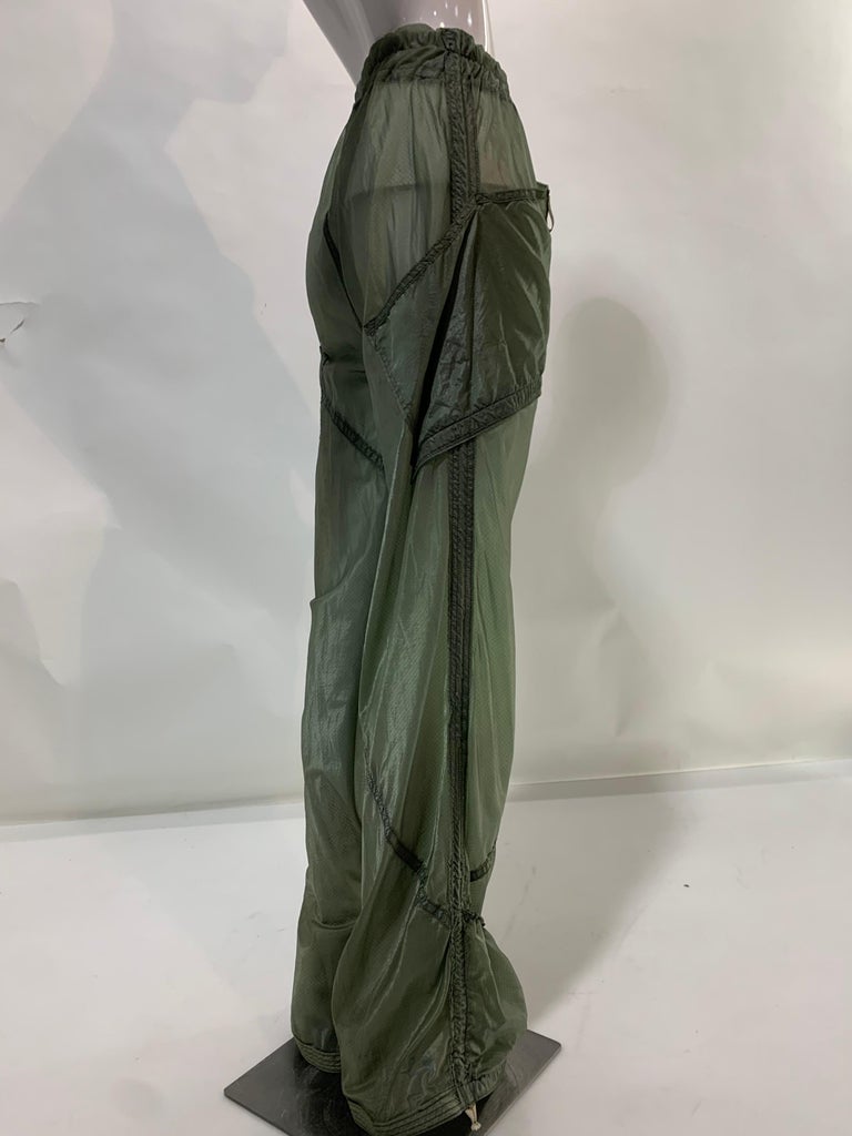 Torso Creations Vintage Silk Parachute Fabric Sheer Cargo Pants w