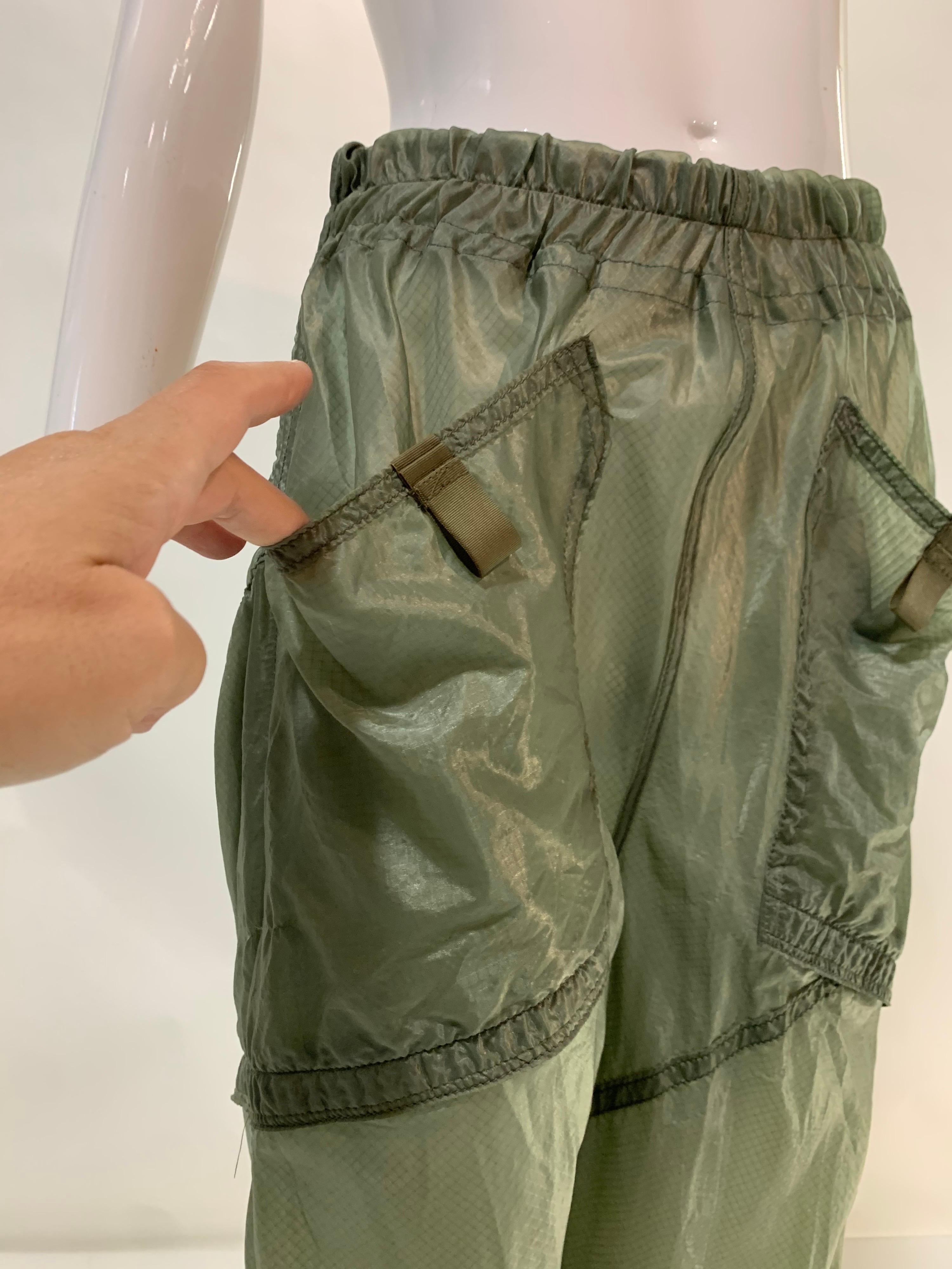 Torso Creations Vintage Silk Parachute Fabric Sheer Cargo Pants w/ Pocket Detail In New Condition In Gresham, OR