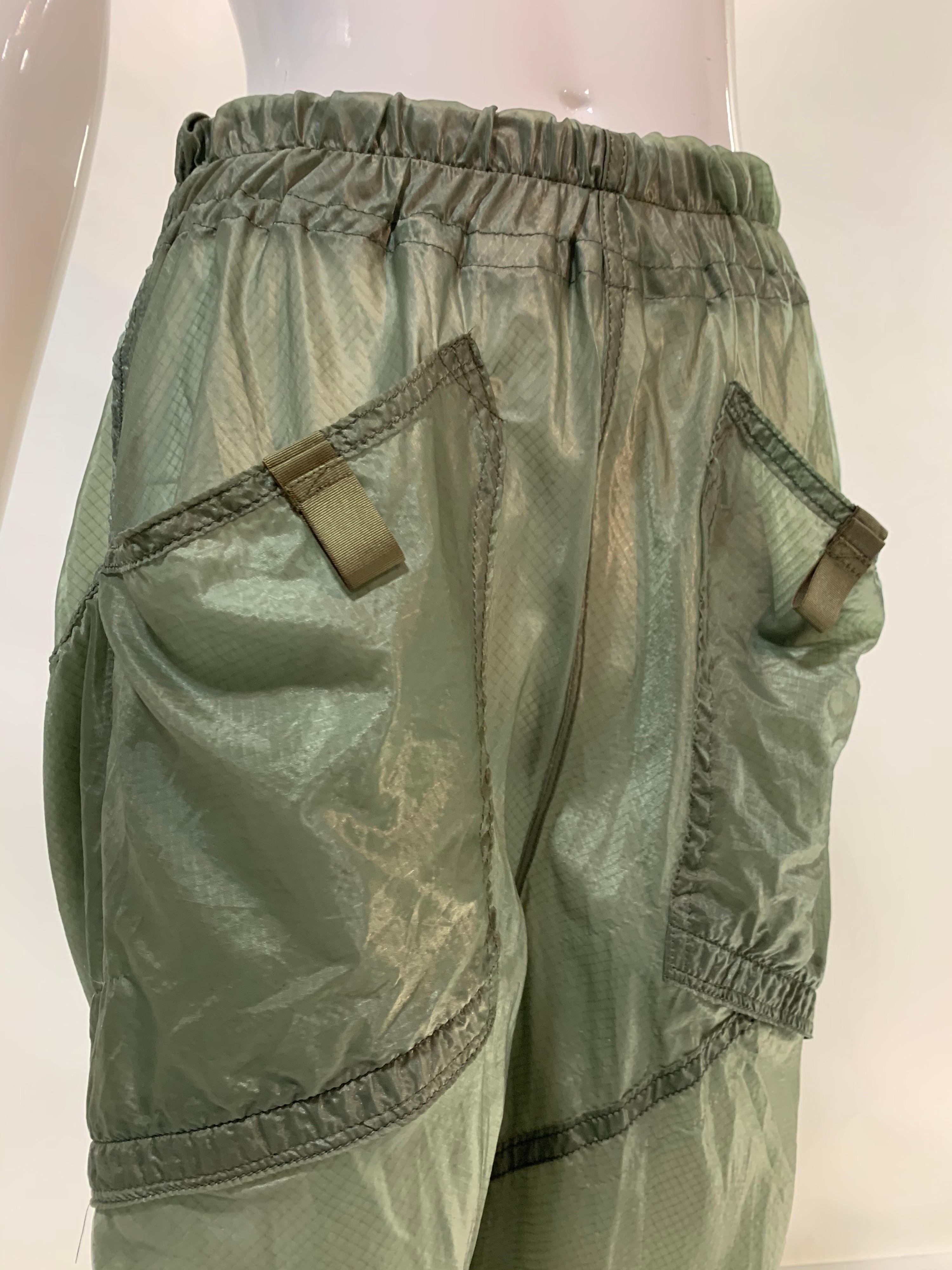 Women's or Men's Torso Creations Vintage Silk Parachute Fabric Sheer Cargo Pants w/ Pocket Detail