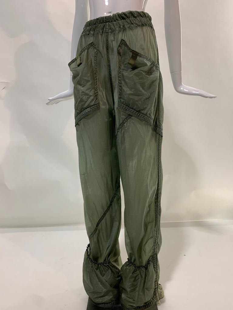 Torso Creations Vintage Silk Parachute Fabric Sheer Cargo Pants w