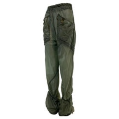 Torso Creations Vintage Silk Parachute Fabric Sheer Cargo Pants w/ Pocket Detail