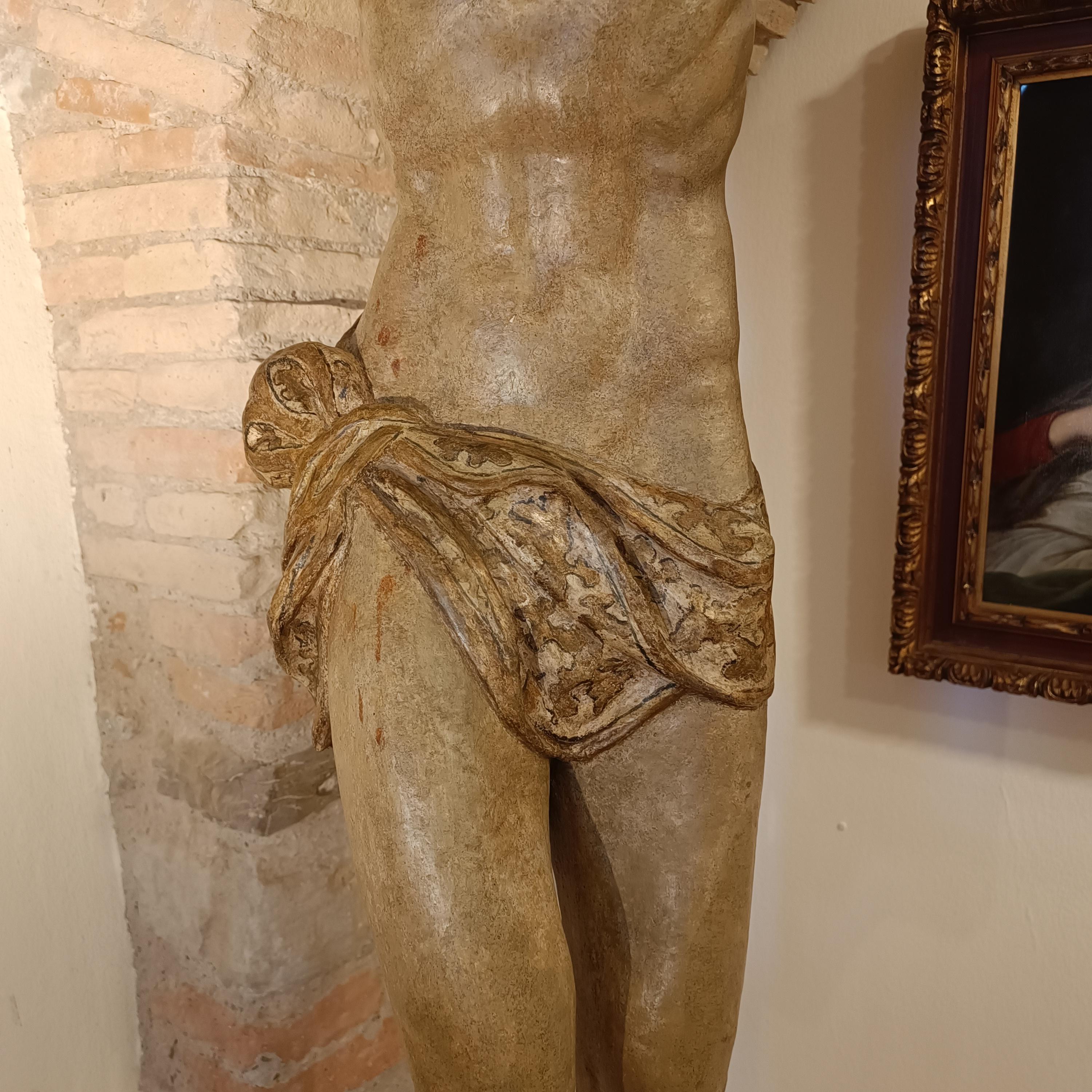18th Century and Earlier Torso Cristo ligneo policromo fine 500 Umbro-Toscano, alta classe For Sale