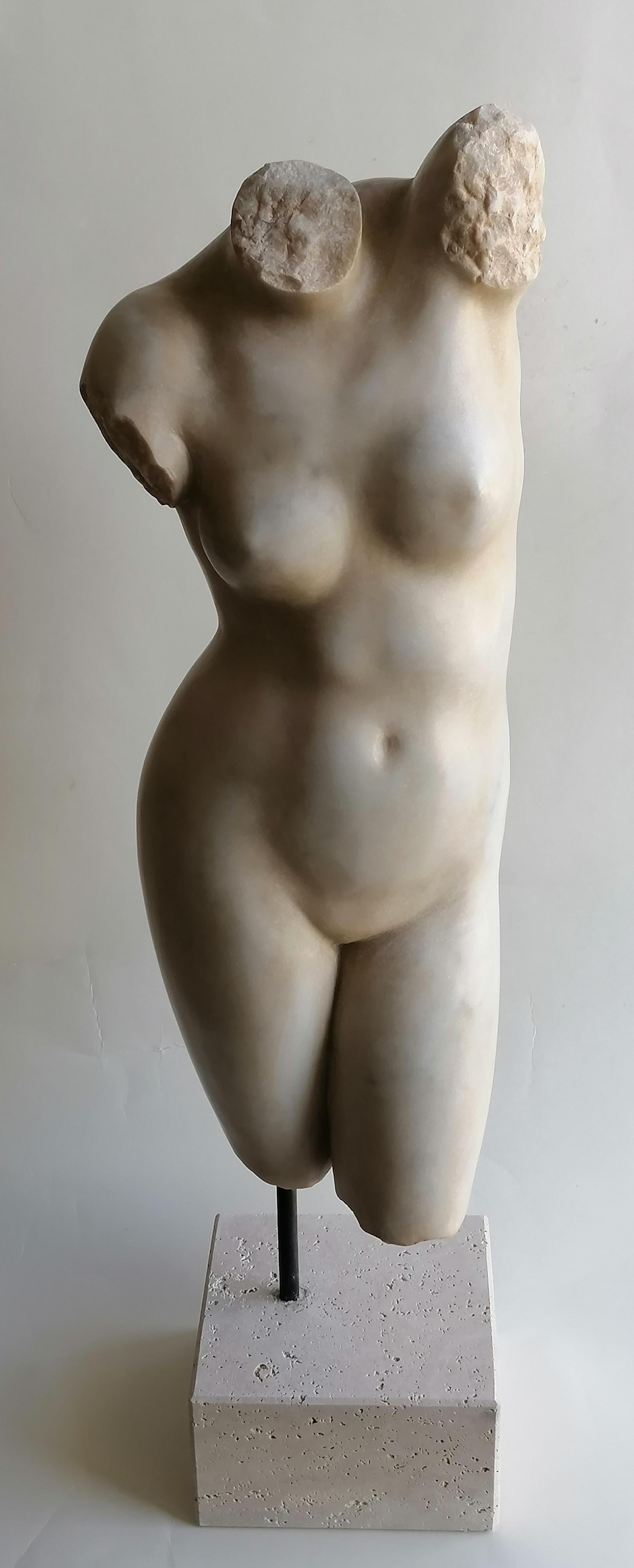 Classical Roman Classic female torso in white Carrara marble -made in italy