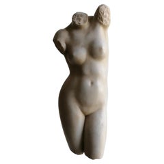 Classic female torso in white Carrara marble -made in italy