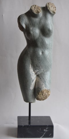 Classical female torso carved on imperial Bardiglio marble -made in Italy