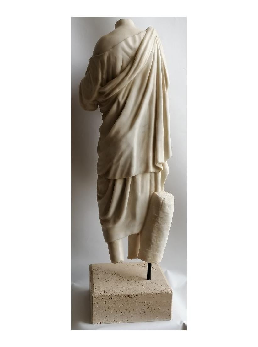 Italian Female torso with white Carrara marble drapery For Sale
