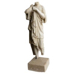 Vintage Female torso with white Carrara marble drapery