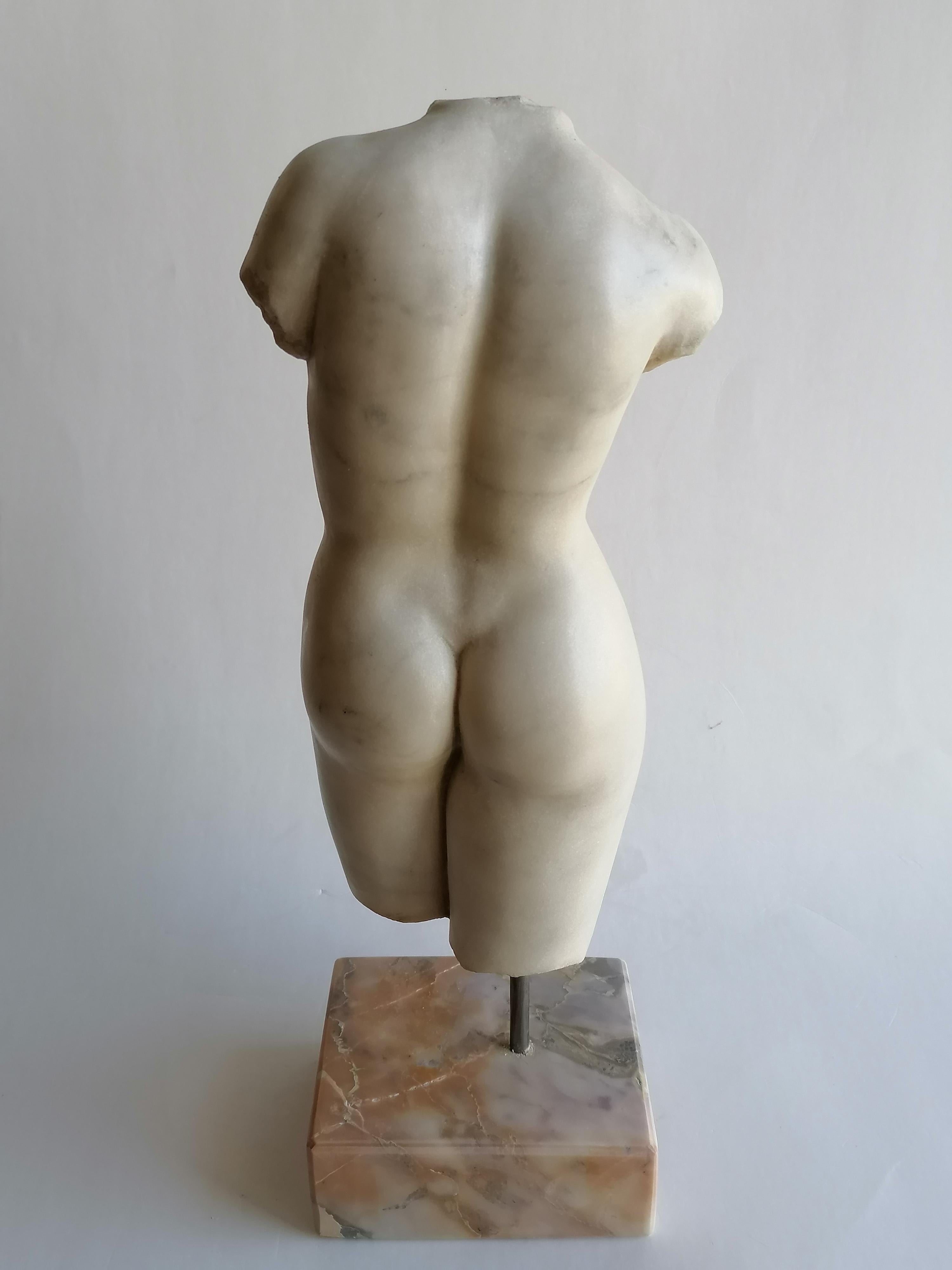 Weiblicher Torso aus weißem Carrara-Marmor - hergestellt in Italien 1