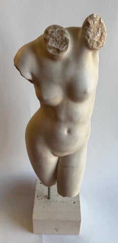 Female torso carved on white Carrara marble -made in Italy