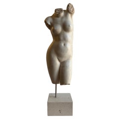Female torso carved on white Carrara marble -made in Italy