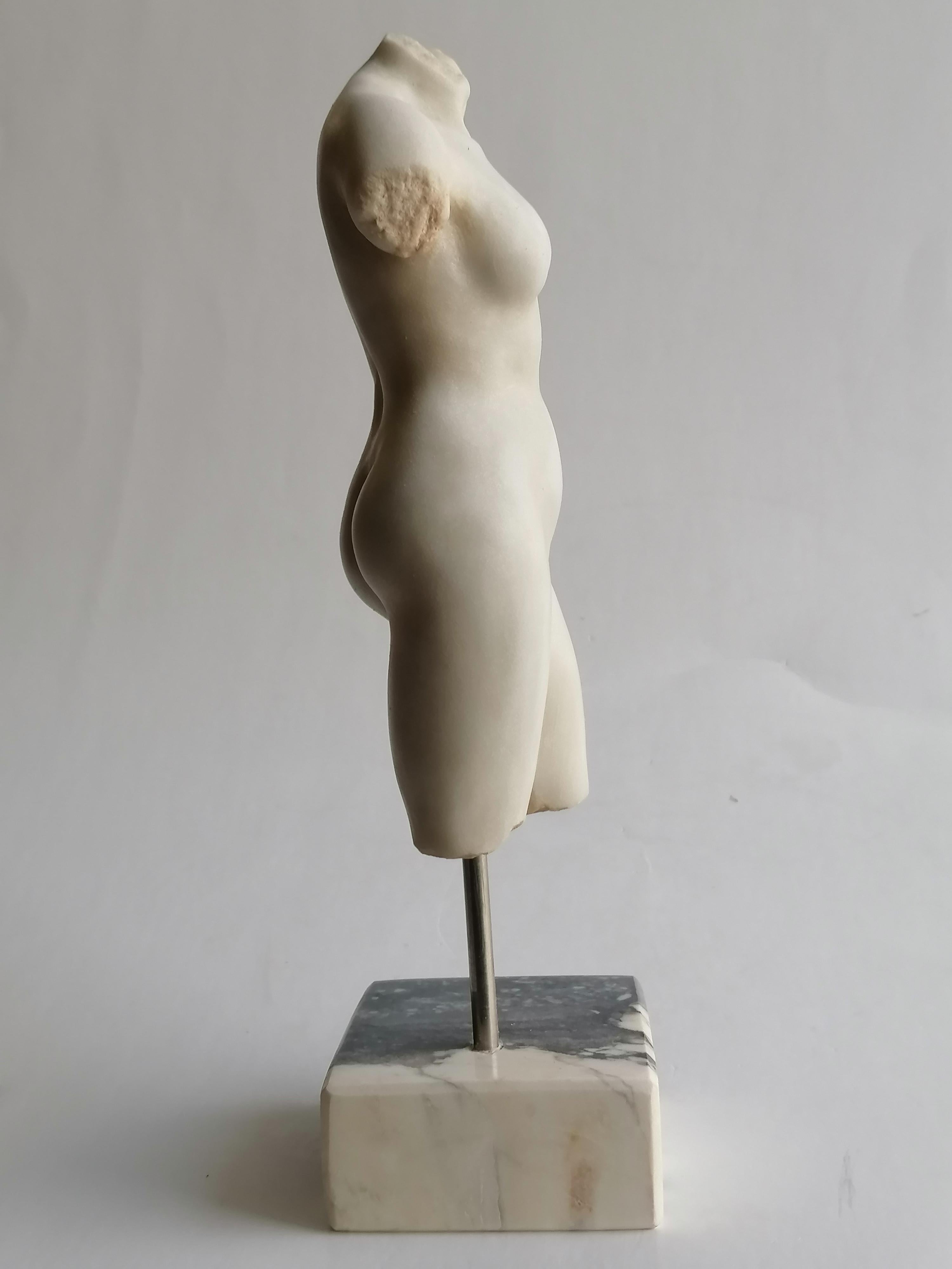 Torso femminile scolpito su marmo bianco Carrara - miniatura -made in Italy For Sale 3