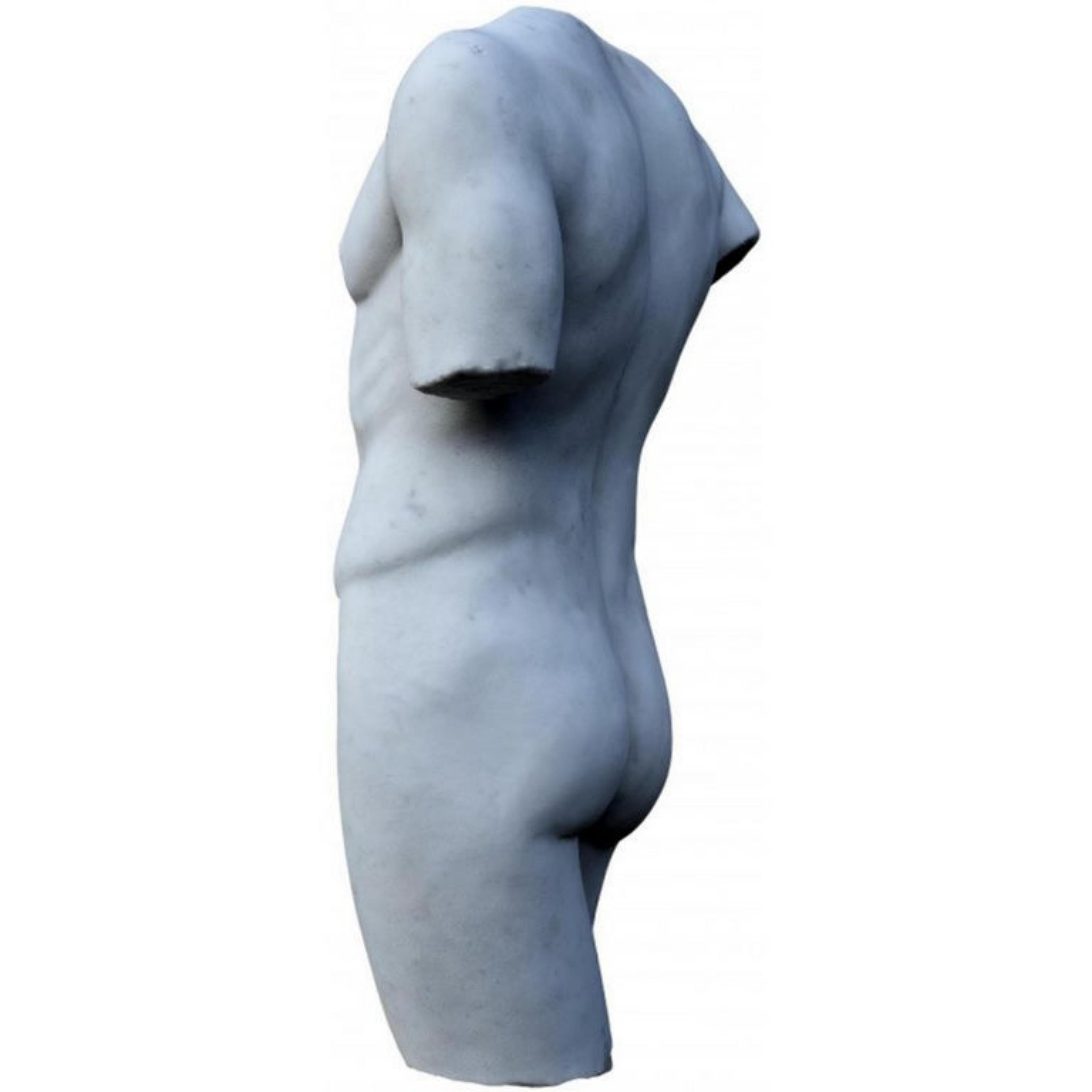 Baroque Torso from the Capitoline Museums in White Carrara Marble Early 20th Century For Sale