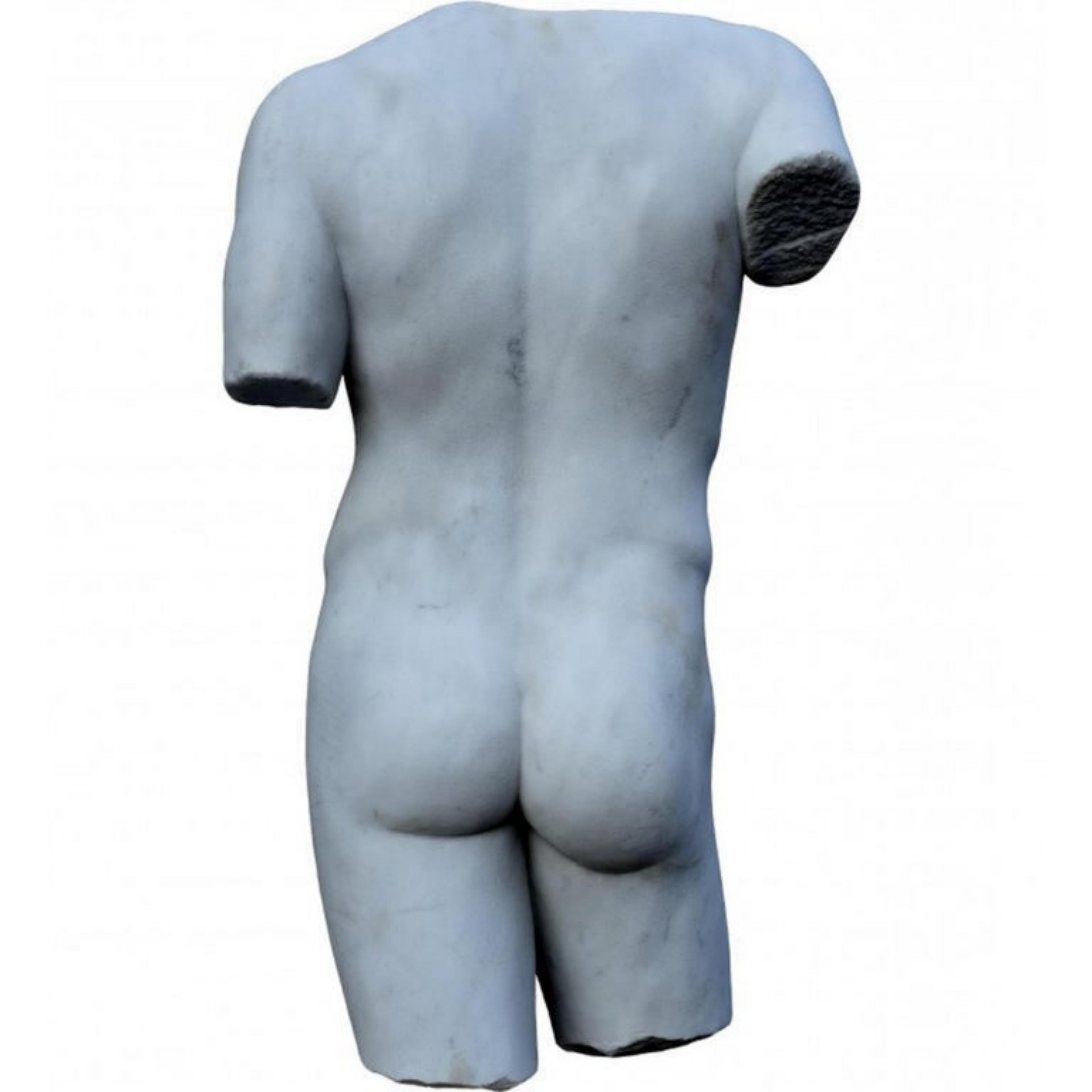 Italian Torso from the Capitoline Museums in White Carrara Marble Early 20th Century For Sale