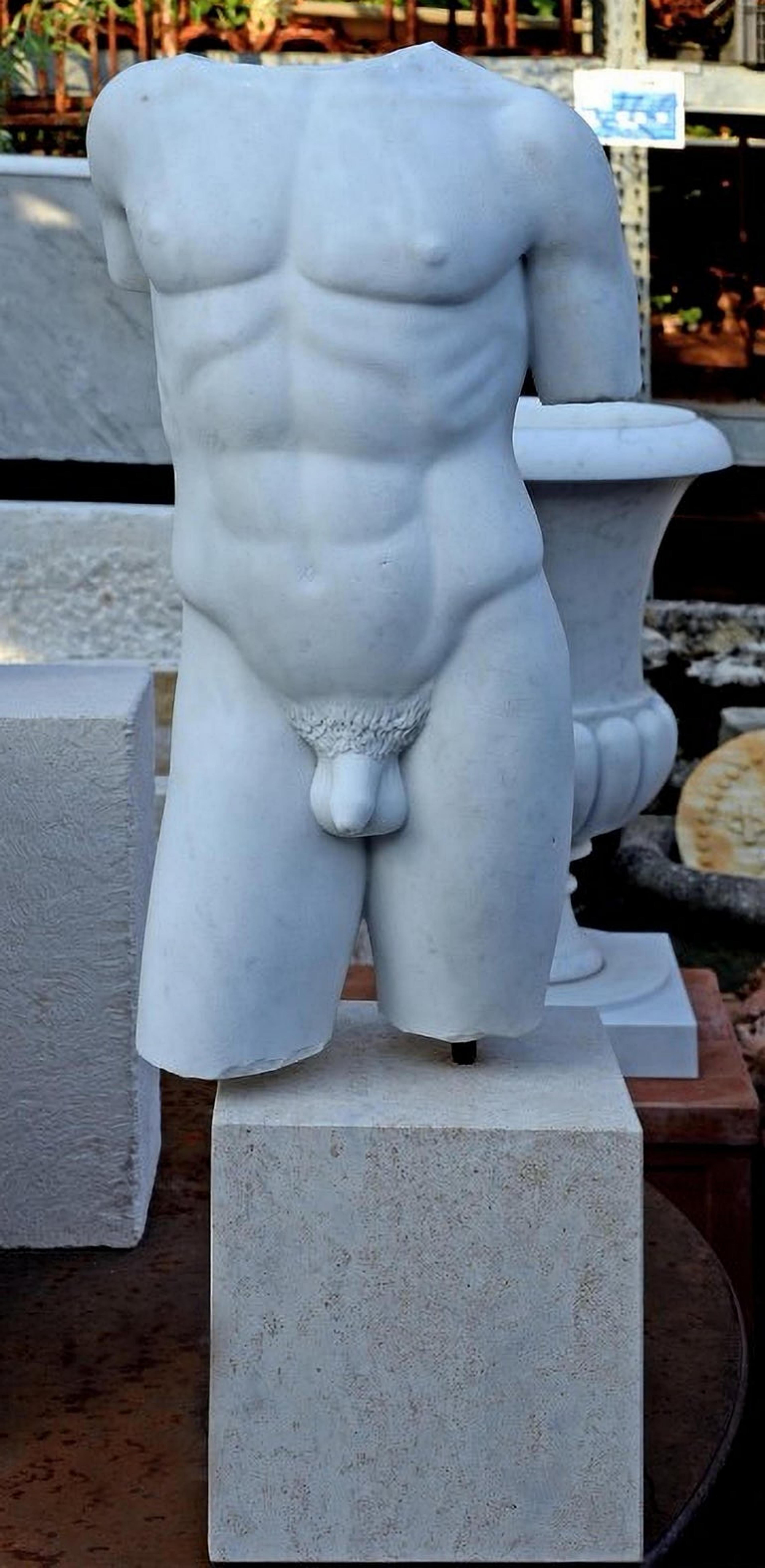 Hand-Crafted Torso from the Capitoline Museums in White Carrara Marble Early 20th Century For Sale