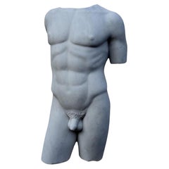 Vintage Torso from the Capitoline Museums in White Carrara Marble Early 20th Century